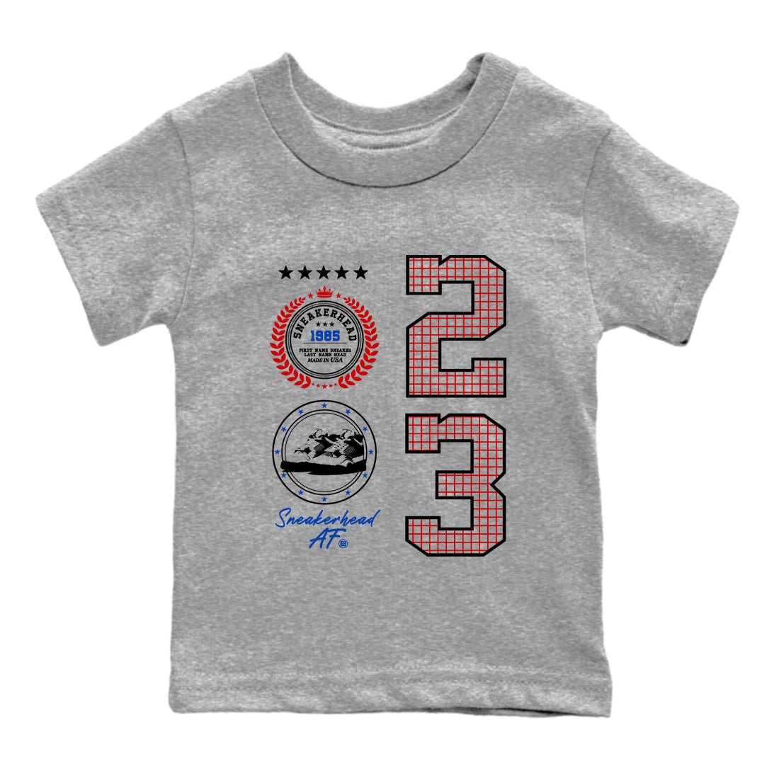 Sneaker match tees – Sneaker Tees To Match Jordan 4 Retro Rare Air Shoes – Sneaker Emblem Kids T-Shirt Heather Grey 2