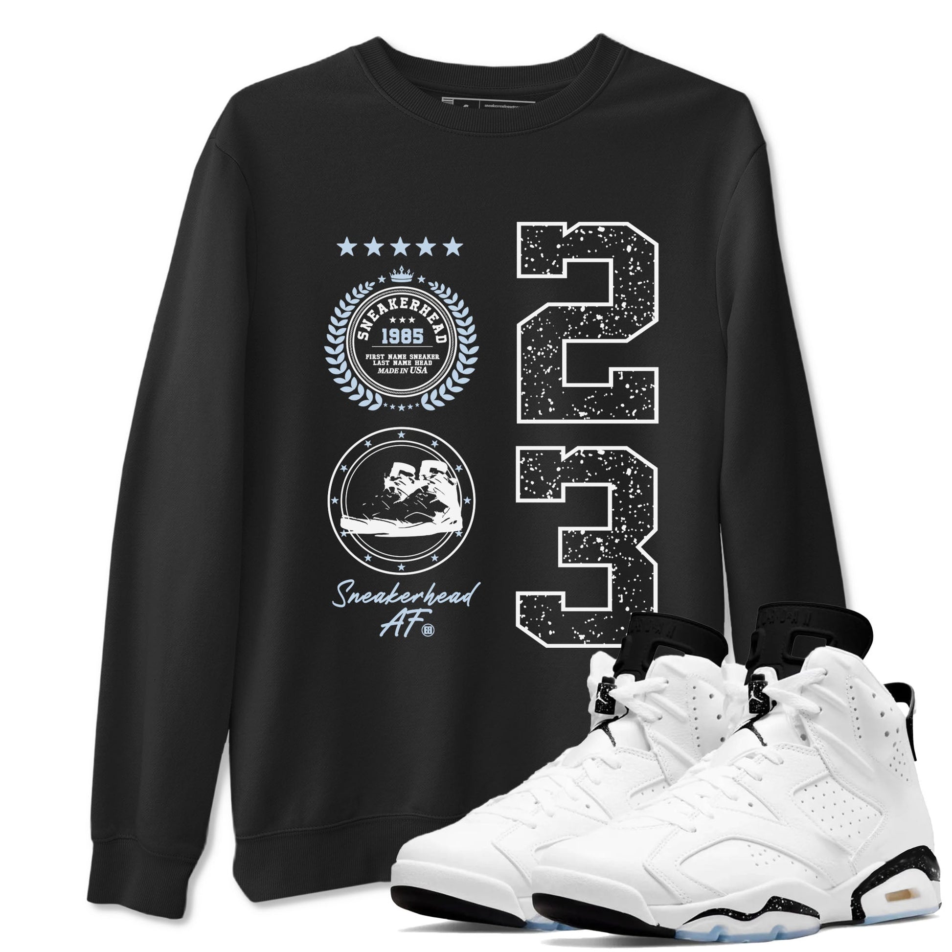 6s White Black shirt to match jordans Sneaker Emblem sneaker tees Air Jordan 6 White Black SNRT Sneaker Release Tees unisex cotton Black 1 crew neck shirt