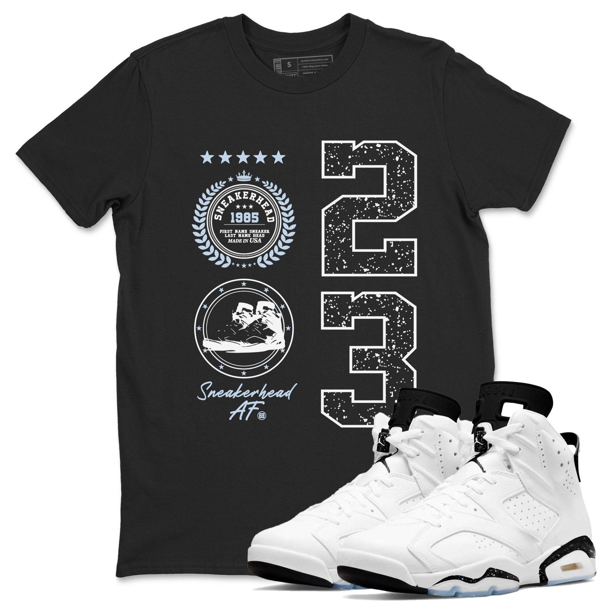 6s White Black shirt to match jordans Sneaker Emblem sneaker tees Air Jordan 6 White Black SNRT Sneaker Release Tees unisex cotton Black 1 crew neck shirt