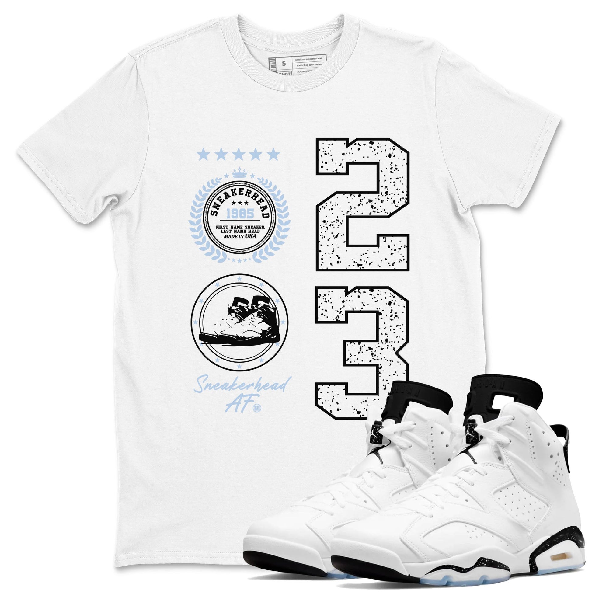 6s White Black shirt to match jordans Sneaker Emblem sneaker tees Air Jordan 6 White Black SNRT Sneaker Release Tees unisex cotton White 1 crew neck shirt