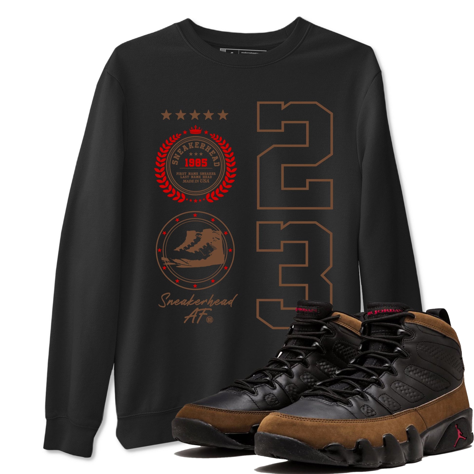 9s Olive shirts to match jordans Sneaker Emblem sneaker match tees Air Jordan 9 Olive match shoes to clothes SNRT Sneaker Tees unisex cotton Black 1 shirts