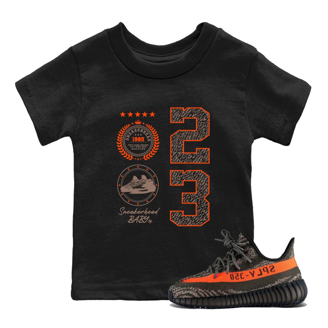 Yeezy 350 Carbon Beluga shirts to match jordans Sneaker Emblem sneaker match tees Yeezy 350 Carbon Beluga match shoes to clothes SNRT Sneaker Tees Youth Baby Black 1 tee