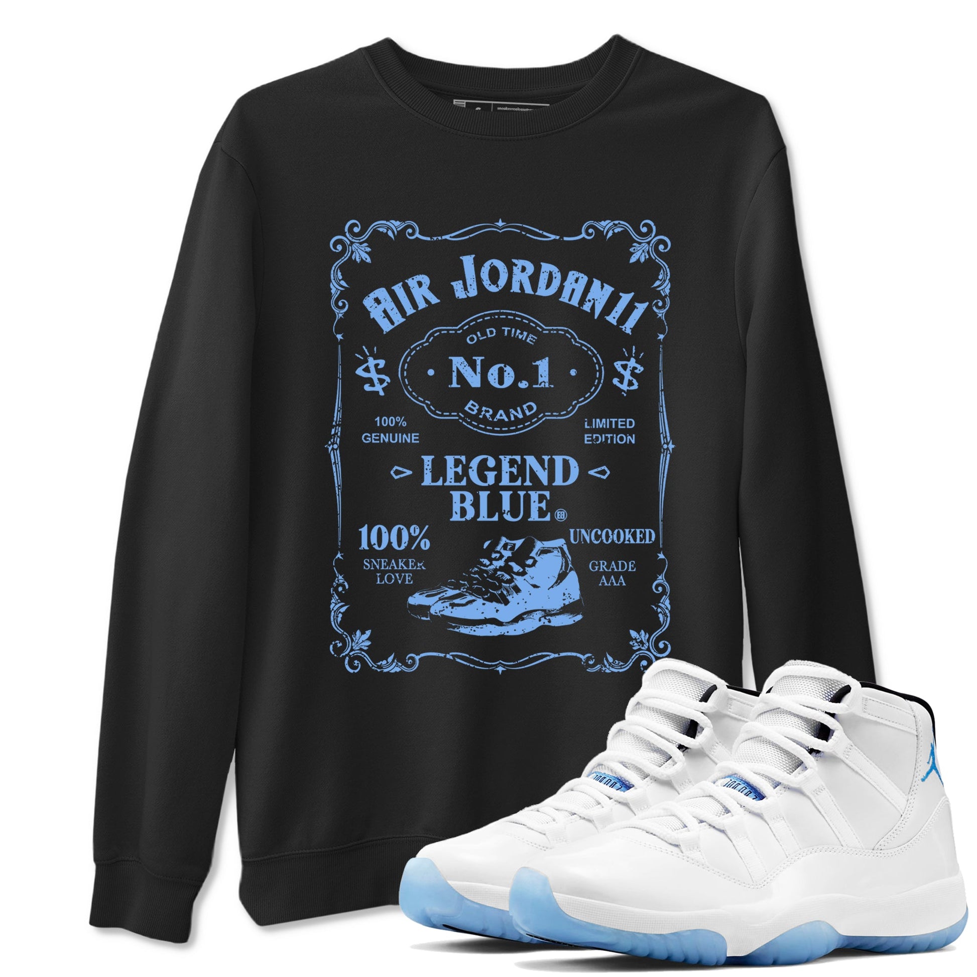 AJ11 Retro Legend Blue shirts to match jordans Sneaker Label best t shirts to wear with jordans 11s Legend Blue match shoes to clothes SNRT Sneaker Tees unisex cotton Black 1 shirts