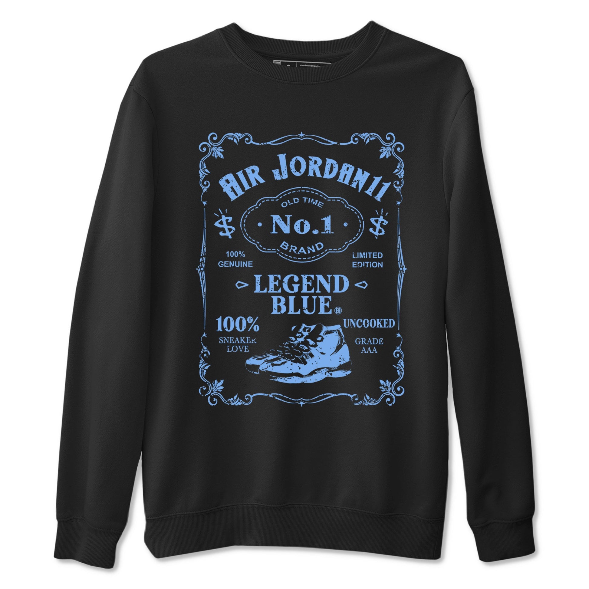 AJ11 Retro Legend Blue shirts to match jordans Sneaker Label best t shirts to wear with jordans 11s Legend Blue match shoes to clothes SNRT Sneaker Tees unisex cotton Black 2 shirts