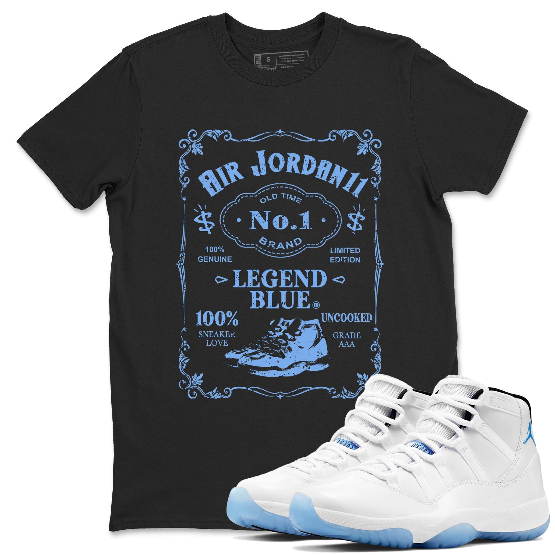 AJ11 Retro Legend Blue shirts to match jordans Sneaker Label best t shirts to wear with jordans 11s Legend Blue match shoes to clothes SNRT Sneaker Tees unisex cotton Black 1 shirts