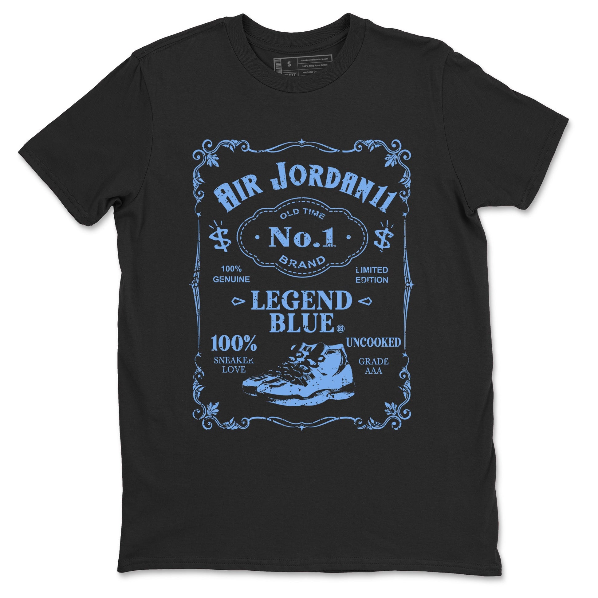 AJ11 Retro Legend Blue shirts to match jordans Sneaker Label best t shirts to wear with jordans 11s Legend Blue match shoes to clothes SNRT Sneaker Tees unisex cotton Black 2 shirts