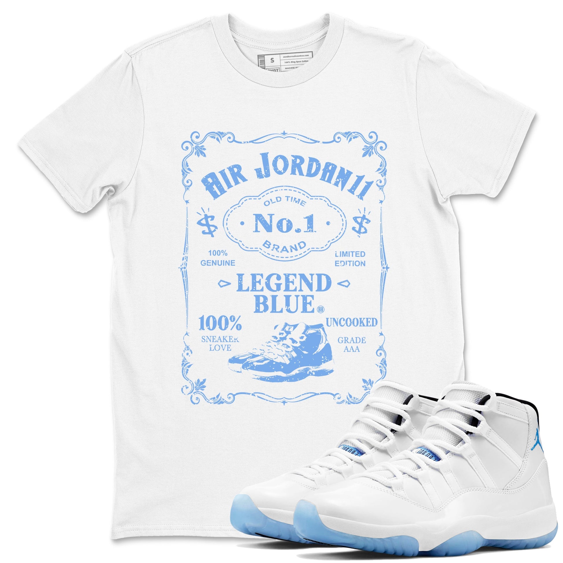 AJ11 Retro Legend Blue shirts to match jordans Sneaker Label best t shirts to wear with jordans 11s Legend Blue match shoes to clothes SNRT Sneaker Tees unisex cotton White 1 shirts