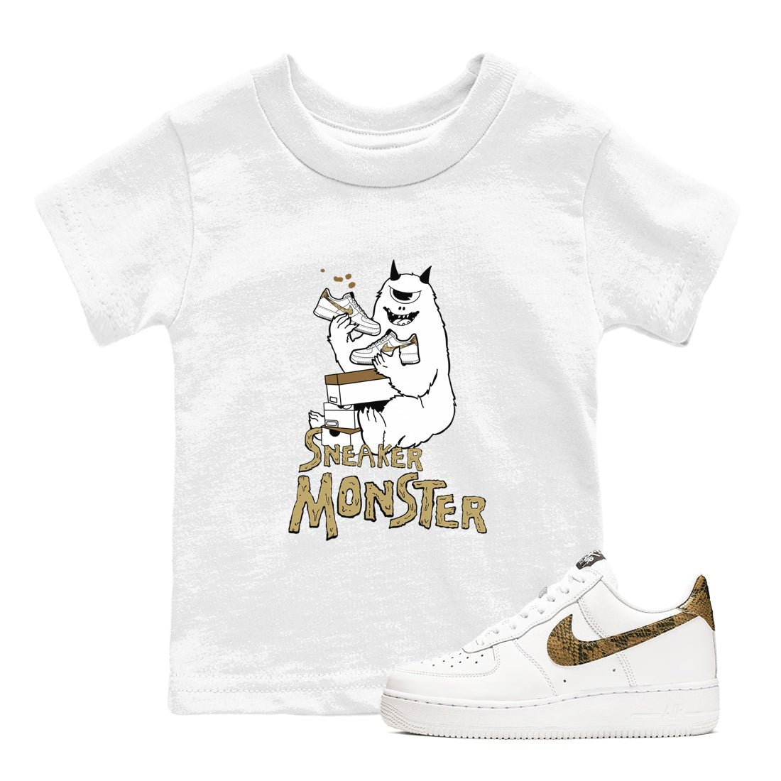 Air Force 1 Ivory Snake shirt to match jordans Sneaker Monster sneaker tees Air Force 1 Ivory Snake SNRT sneaker release tees baby toddler White 1 cotton Shirt