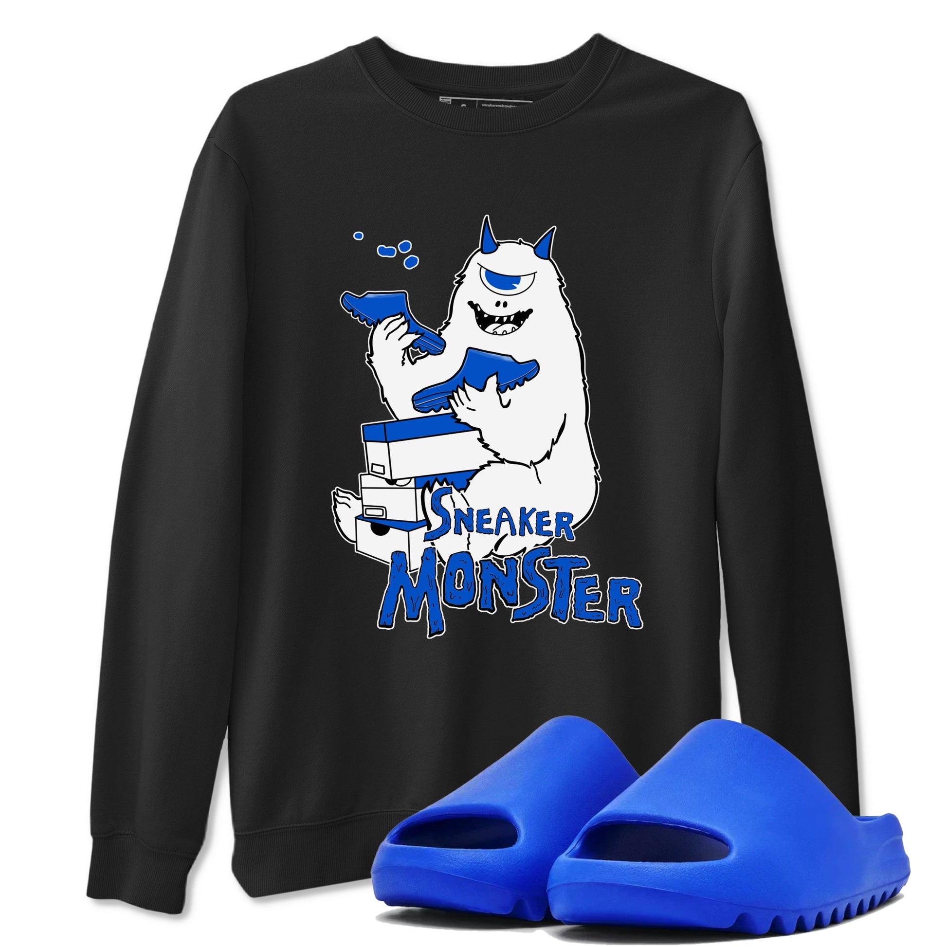 Yeezy Slide Azure shirts to match jordans Sneaker Monster sneaker match tees Yeezy Slide Azure SNRT Sneaker Tees streetwear brand Black 1 unisex cotton tee