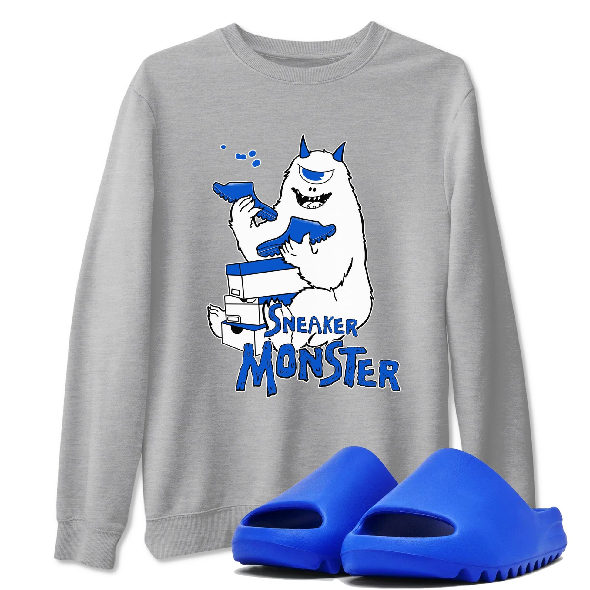 Yeezy Slide Azure shirts to match jordans Sneaker Monster sneaker match tees Yeezy Slide Azure SNRT Sneaker Tees streetwear brand Heather Grey 1 unisex cotton tee