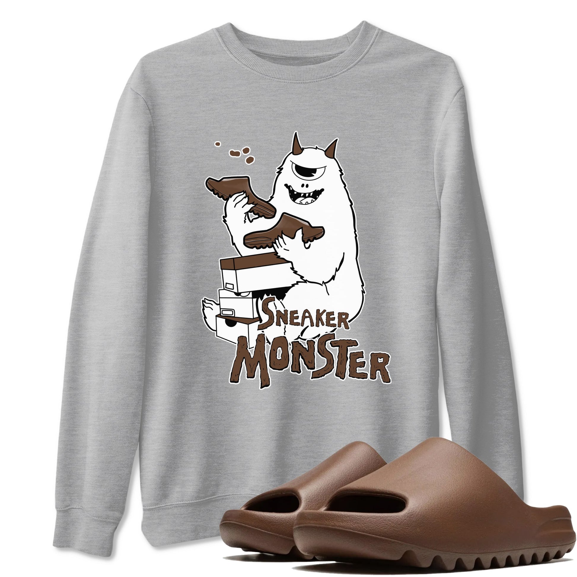 Yeezy Slide Flax shirts to match jordans Sneaker Monster sneaker match tees Yeezy Slide Flax SNRT Sneaker Tees streetwear brand Heather Grey 1 unisex cotton tee