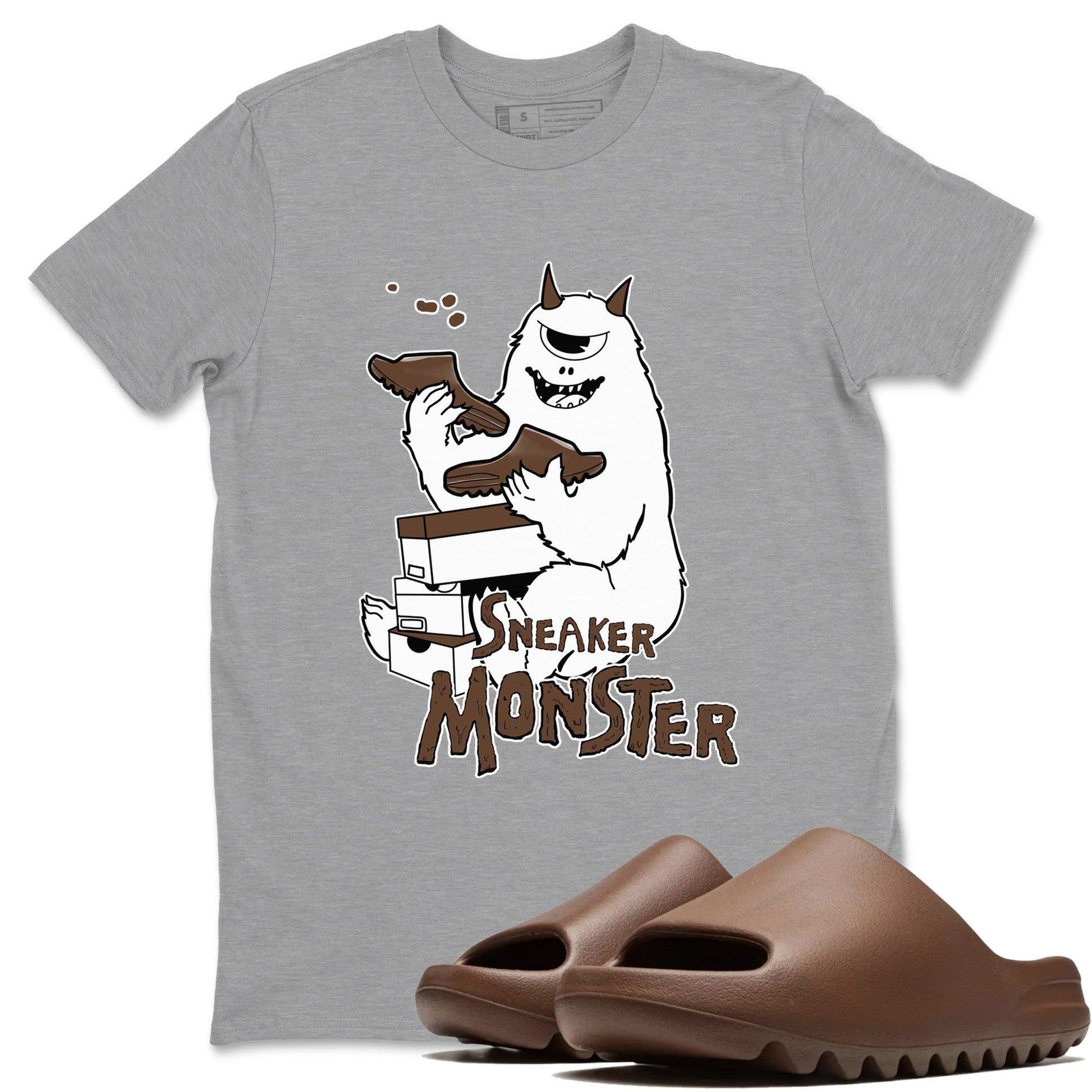 Yeezy Slide Flax shirts to match jordans Sneaker Monster sneaker match tees Yeezy Slide Flax SNRT Sneaker Tees streetwear brand Heather Grey 1 unisex cotton tee