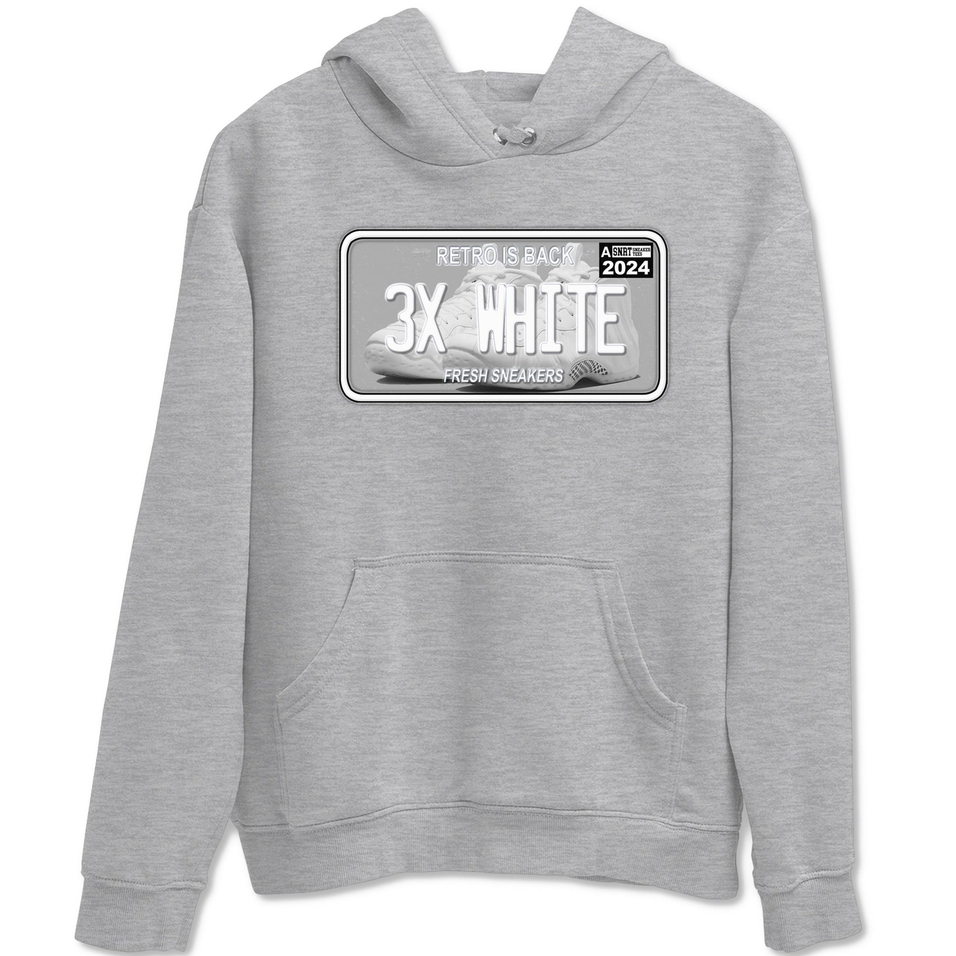 Sneaker Plate sneaker match t-shirt styled to complete your fit with the Air Foamposite One Triple White sneakers, shown in Heather Grey 2.