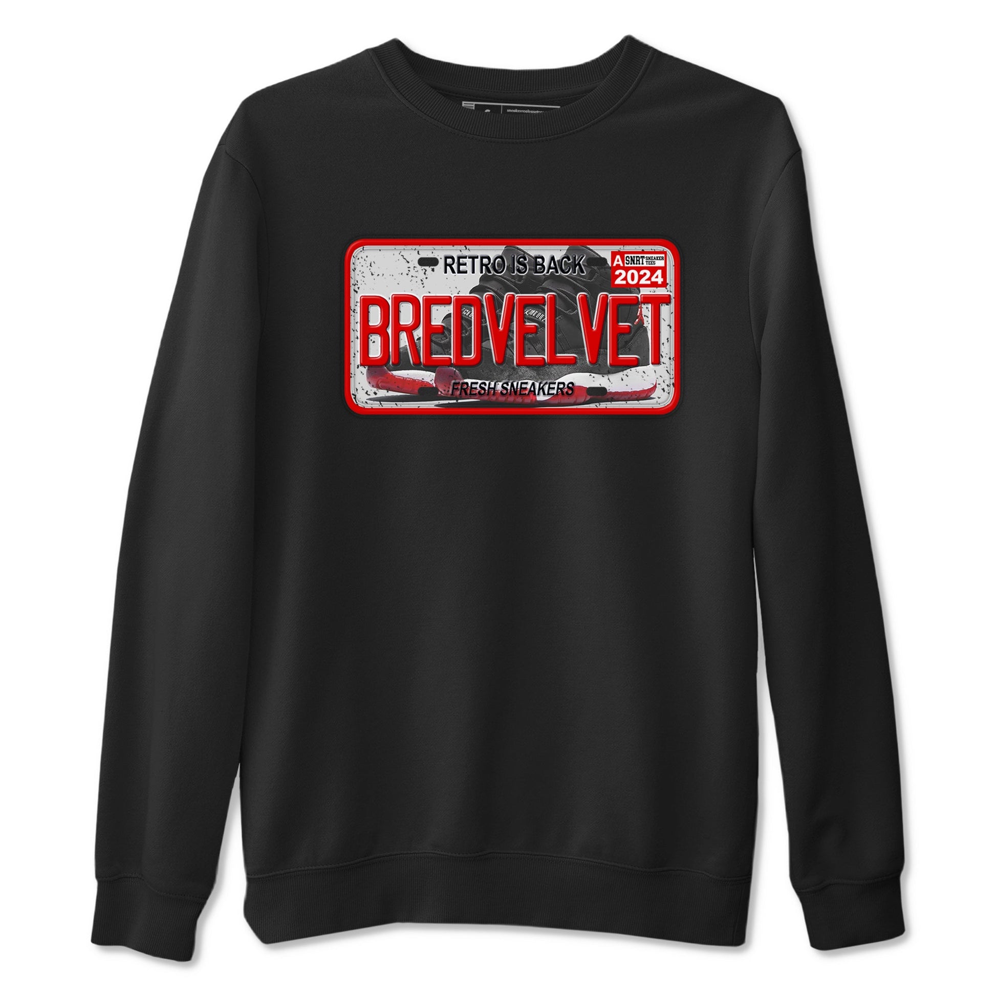 11s Bred Velvet shirts to match jordans Sneaker Plate sneaker match tees Air Jordan 11 Bred Velvet SNRT Sneaker Release Tees unisex cotton Black 2 crew neck shirts