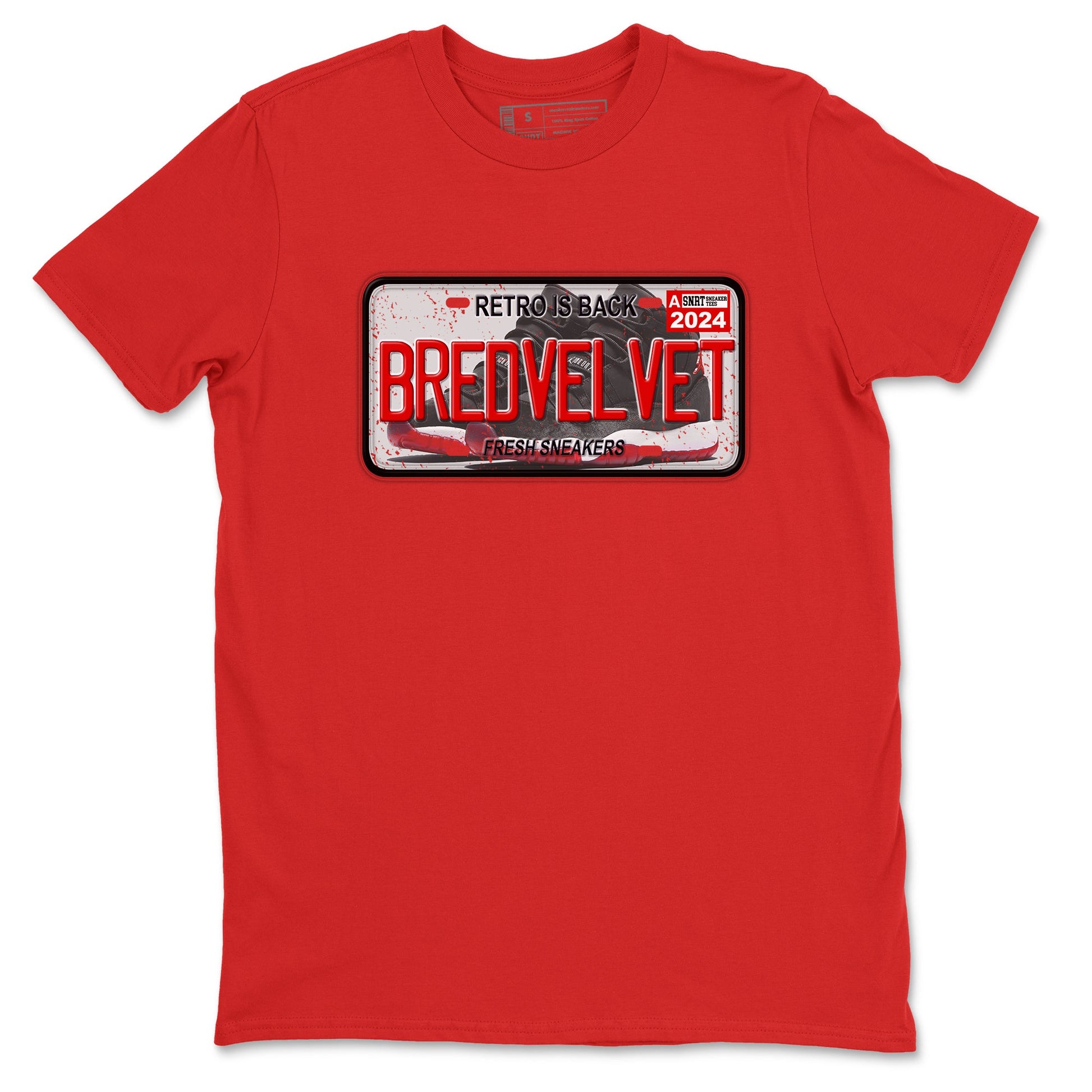 11s Bred Velvet shirts to match jordans Sneaker Plate sneaker match tees Air Jordan 11 Bred Velvet SNRT Sneaker Release Tees unisex cotton Red 2 crew neck shirts