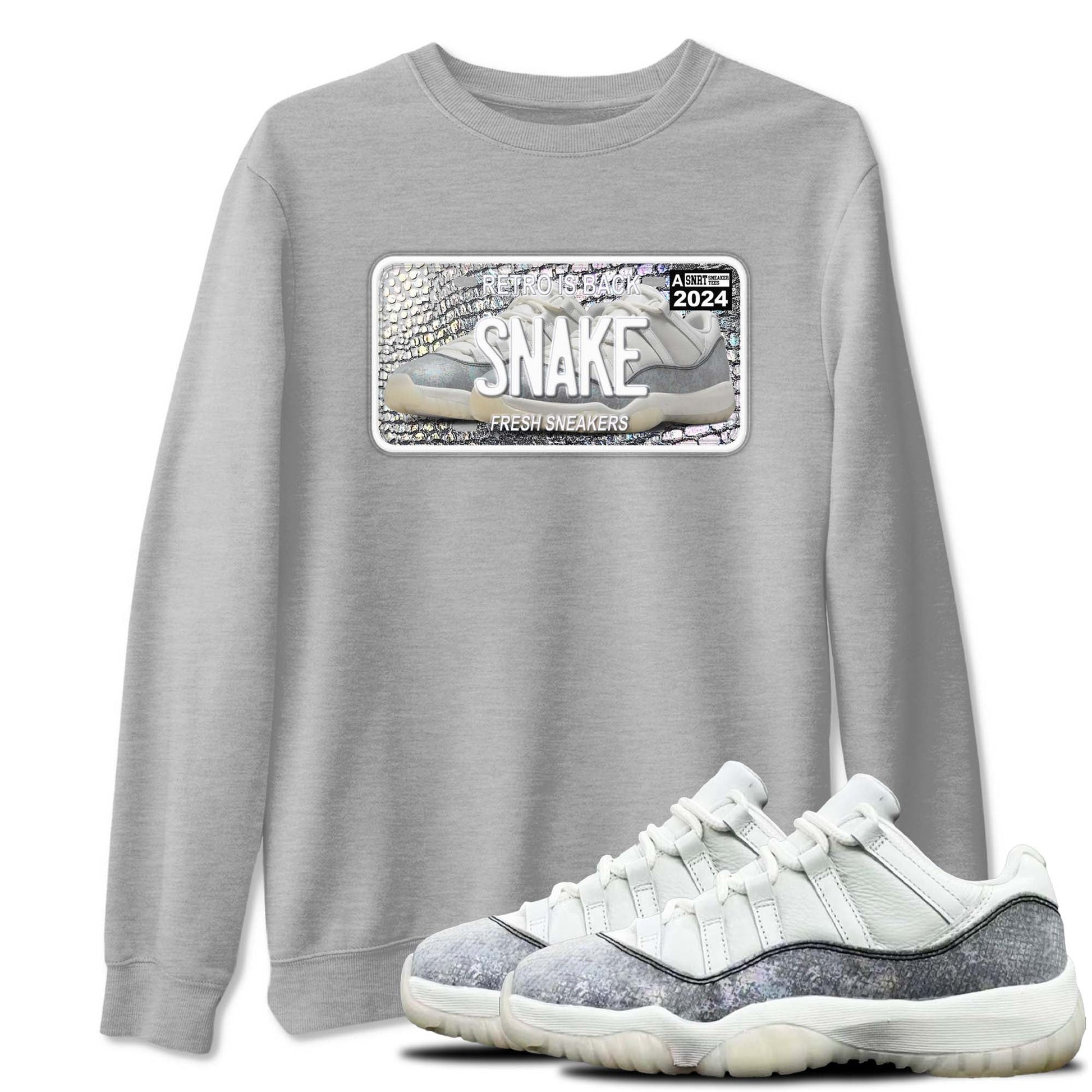 11s Year Of The Snake shirts to match jordans Sneaker Plate shirts to match jordans Air Jordan 11 Retro Low Year Of The Snake match shoes to clothes SNRT Sneaker Tees unisex cotton Heather Grey 1 shirts