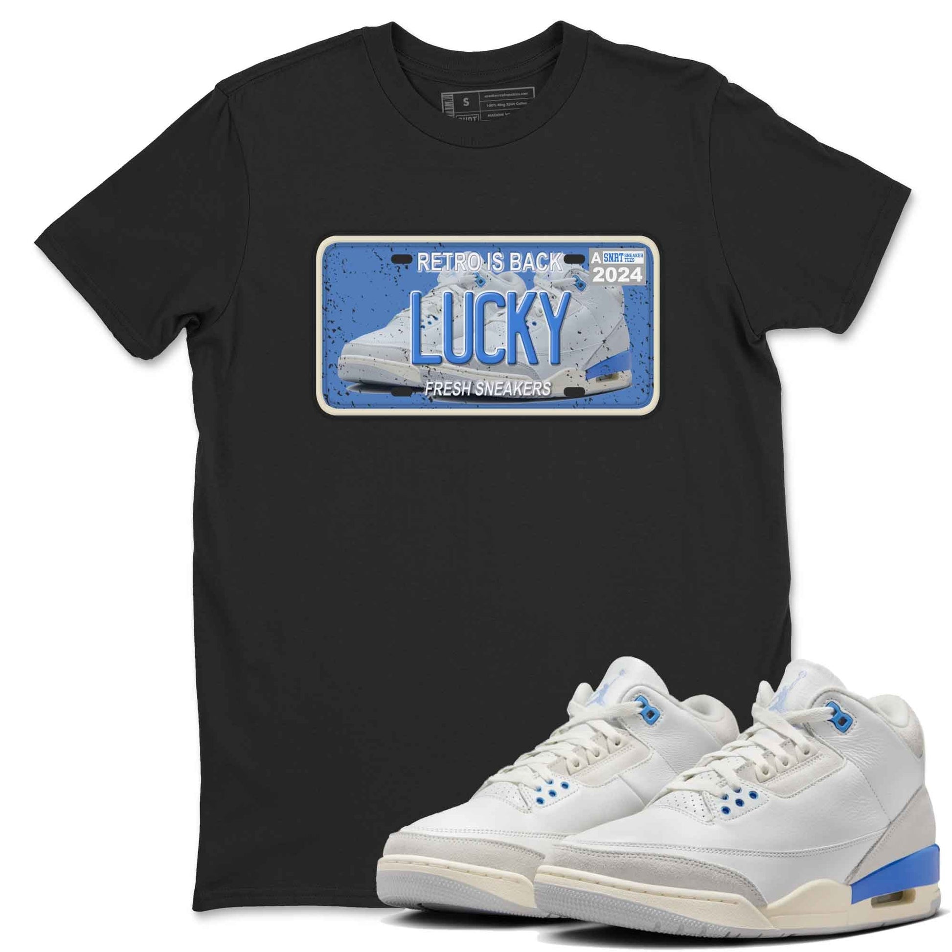 3s Lucky Shorts shirts to match jordans Sneaker Plate best t shirts to wear with jordans Air Jordan 3 Lucky Shorts match shoes to clothes SNRT Sneaker Tees unisex cotton Black 1 shirts