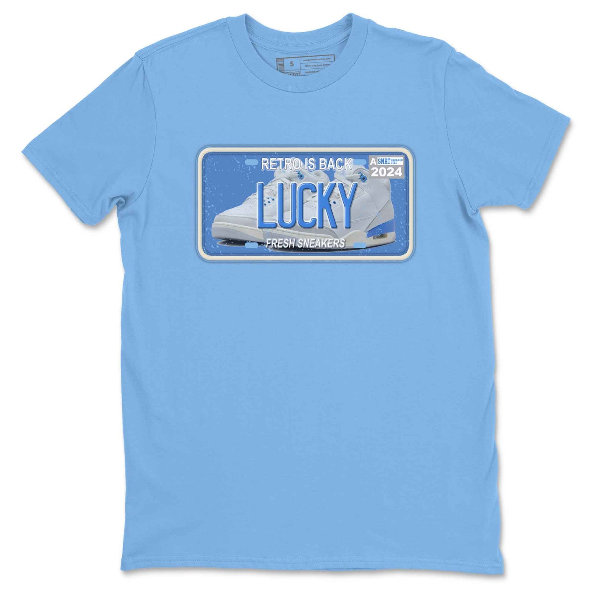 3s Lucky Shorts shirts to match jordans Sneaker Plate best t shirts to wear with jordans Air Jordan 3 Lucky Shorts match shoes to clothes SNRT Sneaker Tees unisex cotton Carolina Blue 2 shirts