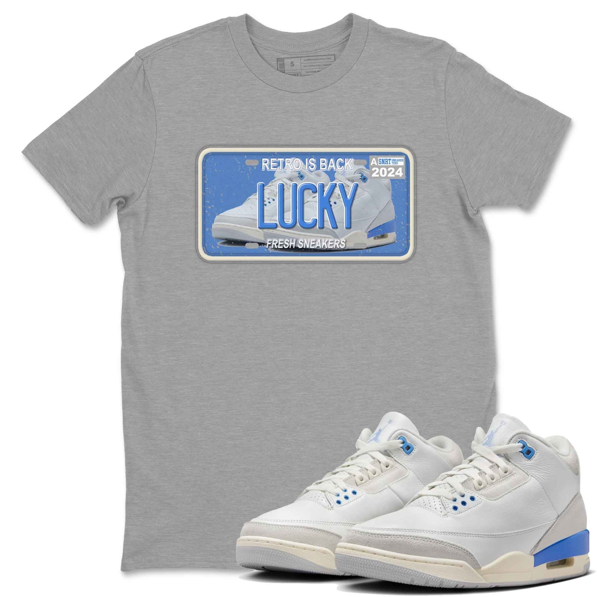 3s Lucky Shorts shirts to match jordans Sneaker Plate best t shirts to wear with jordans Air Jordan 3 Lucky Shorts match shoes to clothes SNRT Sneaker Tees unisex cotton Heather Grey 1 shirts