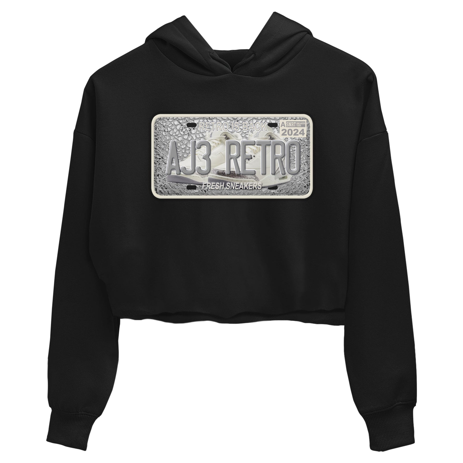 3s Sail and Cement Grey shirts to match jordans Sneaker Plate sneaker match tees Air Jordan 3 Retro Sail and Cement Grey match shoes to clothes SNRT Sneaker Tees unisex cotton Black 2 crop tee
