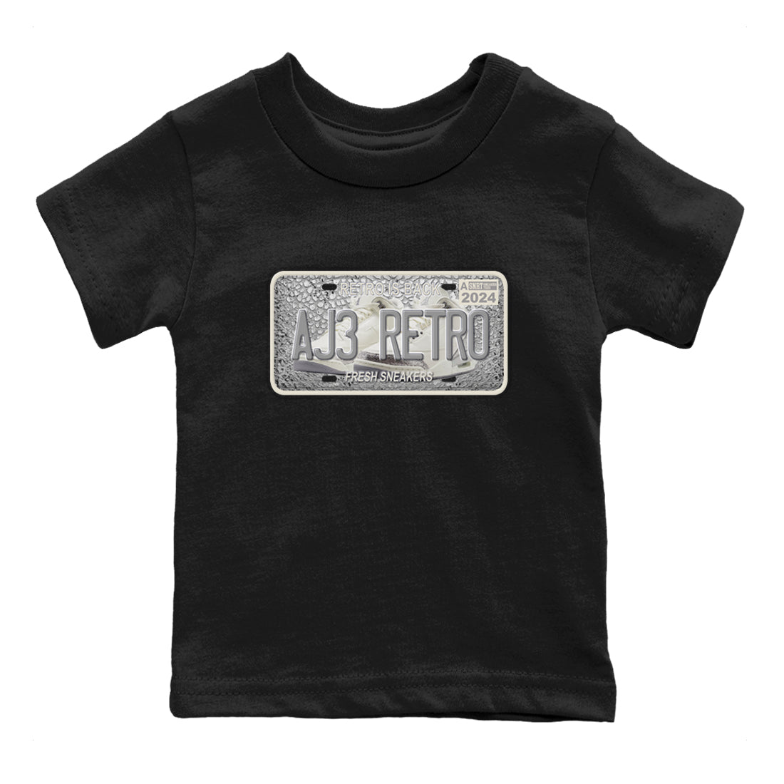 3s Sail and Cement Grey shirts to match jordans Sneaker Plate sneaker match tees Air Jordan 3 Retro Sail and Cement Grey match shoes to clothes SNRT Sneaker Tees Youth Baby Black 2 tee