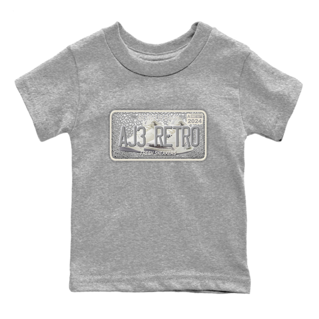 3s Sail and Cement Grey shirts to match jordans Sneaker Plate sneaker match tees Air Jordan 3 Retro Sail and Cement Grey match shoes to clothes SNRT Sneaker Tees Youth Baby Heather Grey 2 tee