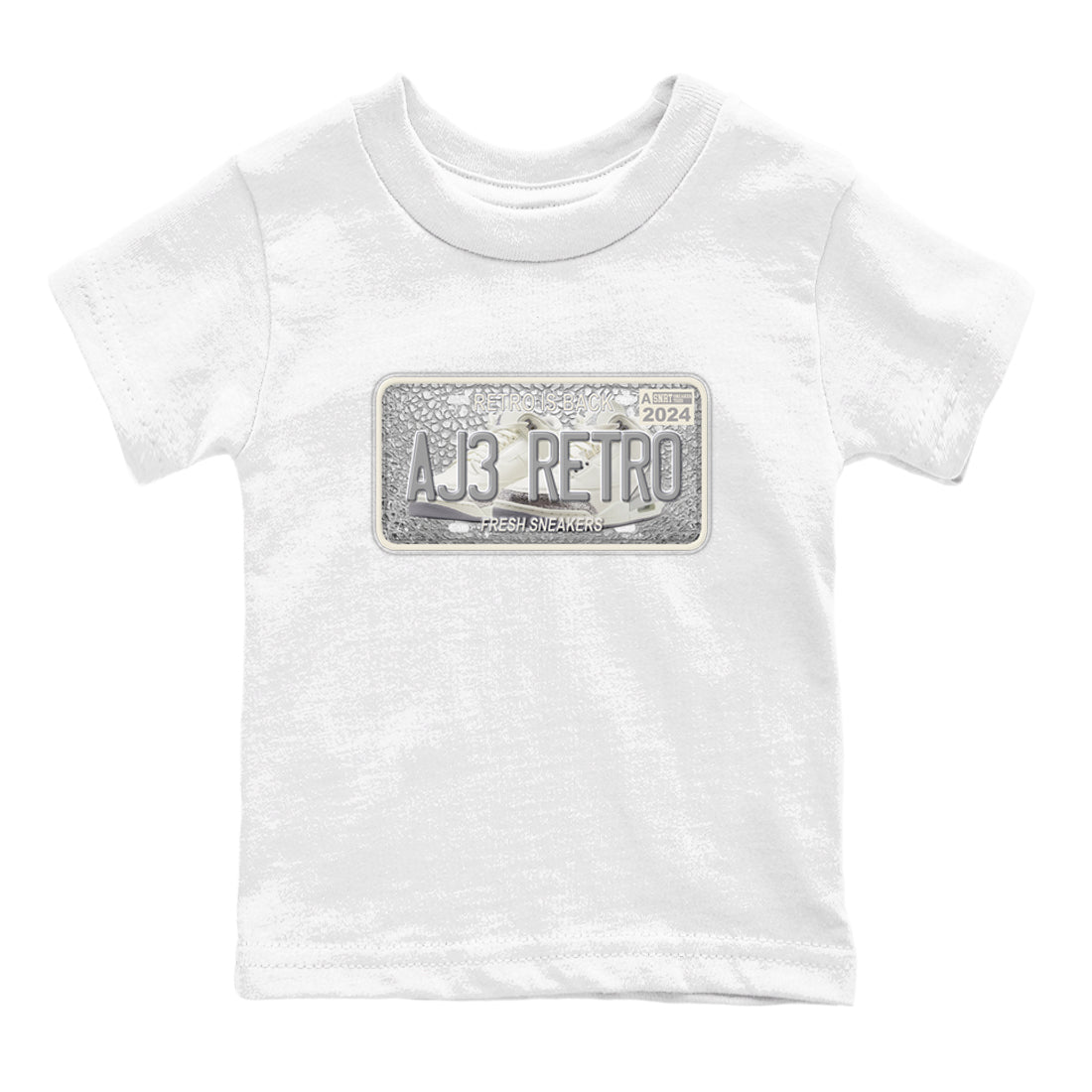 3s Sail and Cement Grey shirts to match jordans Sneaker Plate sneaker match tees Air Jordan 3 Retro Sail and Cement Grey match shoes to clothes SNRT Sneaker Tees Youth Baby White 2 tee