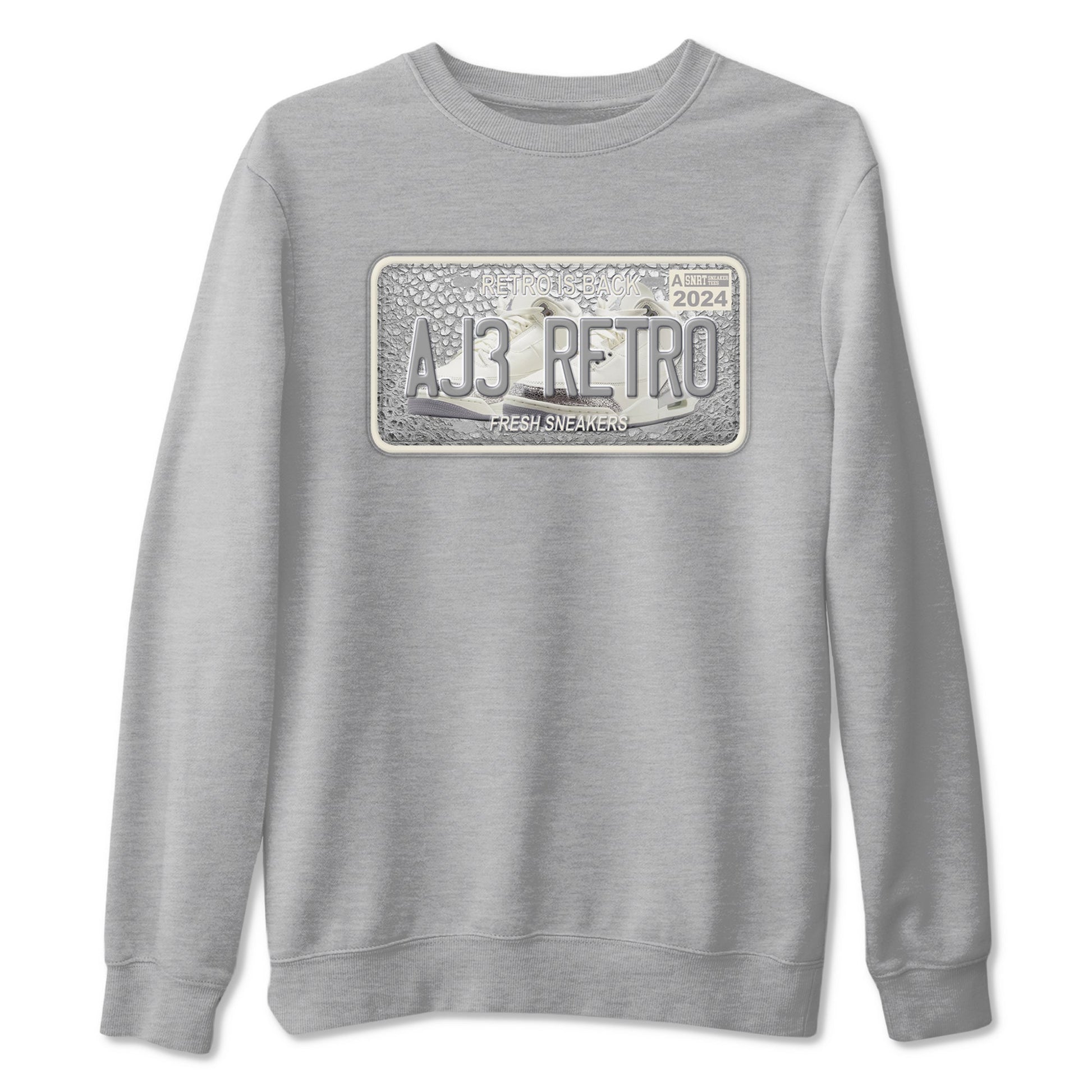 3s Sail and Cement Grey shirts to match jordans Sneaker Plate sneaker match tees Air Jordan 3 Retro Sail and Cement Grey match shoes to clothes SNRT Sneaker Tees unisex cotton Heather Grey 2 shirts