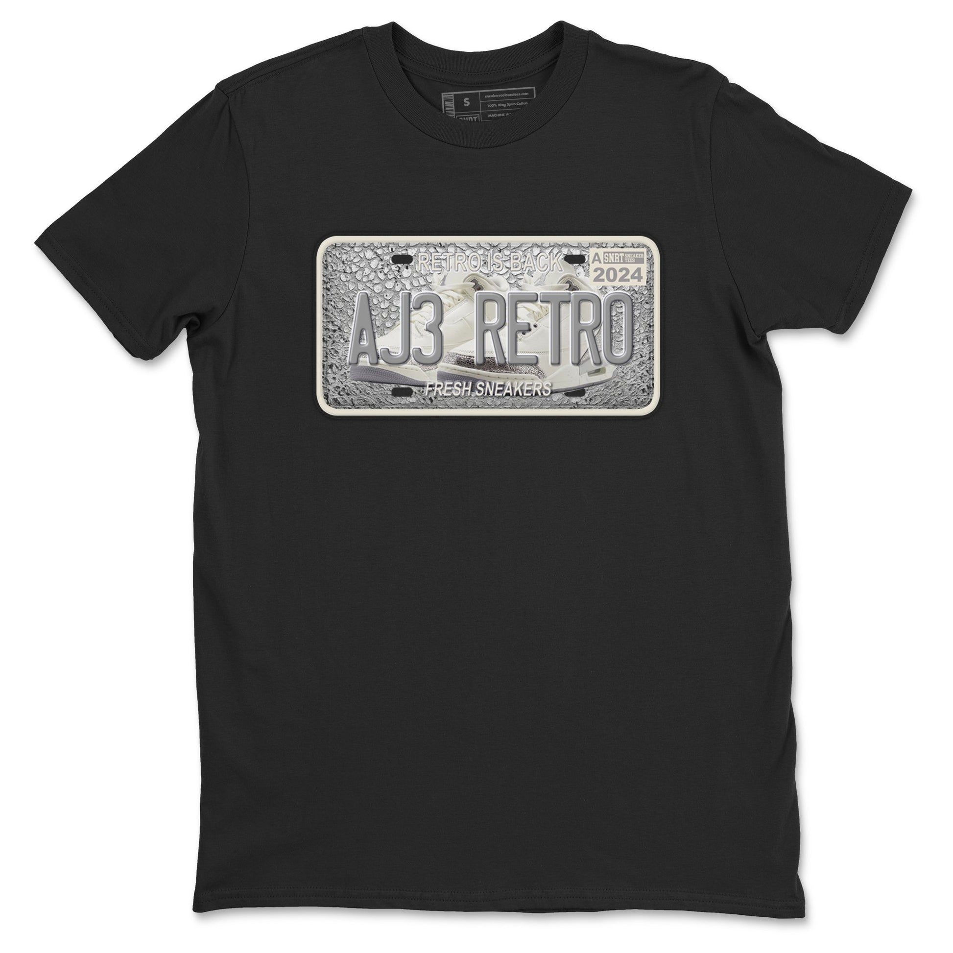 3s Sail and Cement Grey shirts to match jordans Sneaker Plate sneaker match tees Air Jordan 3 Retro Sail and Cement Grey match shoes to clothes SNRT Sneaker Tees unisex cotton Black 2 shirts