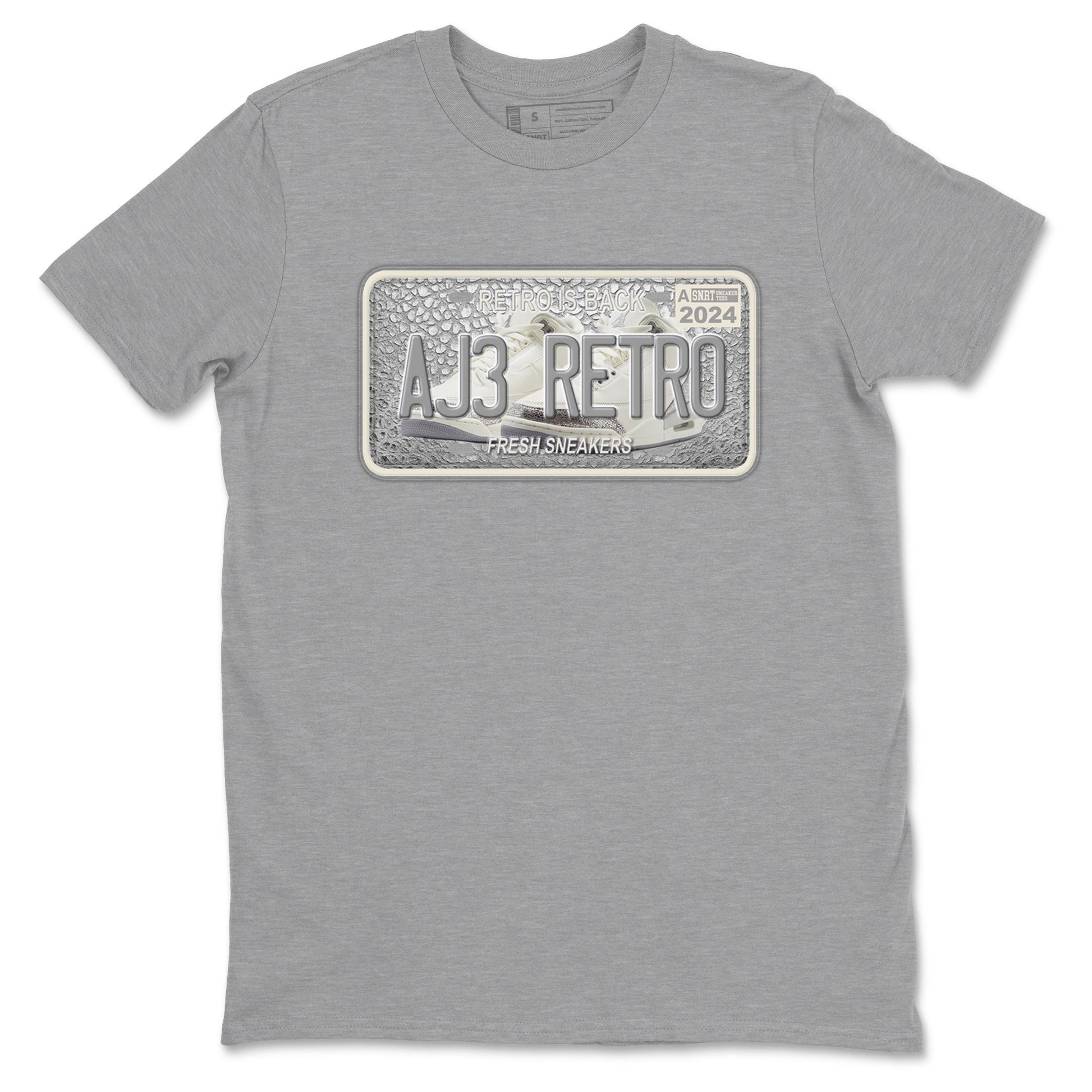 3s Sail and Cement Grey shirts to match jordans Sneaker Plate sneaker match tees Air Jordan 3 Retro Sail and Cement Grey match shoes to clothes SNRT Sneaker Tees unisex cotton Heather Grey 2 shirts
