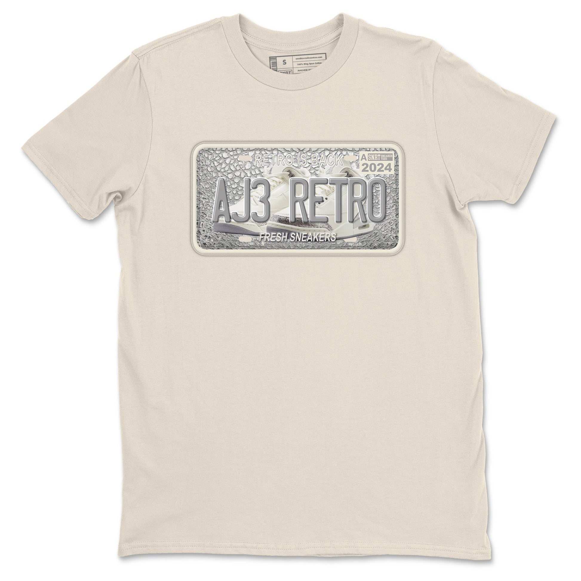 3s Sail and Cement Grey shirts to match jordans Sneaker Plate sneaker match tees Air Jordan 3 Retro Sail and Cement Grey match shoes to clothes SNRT Sneaker Tees unisex cotton Natural 2 shirts