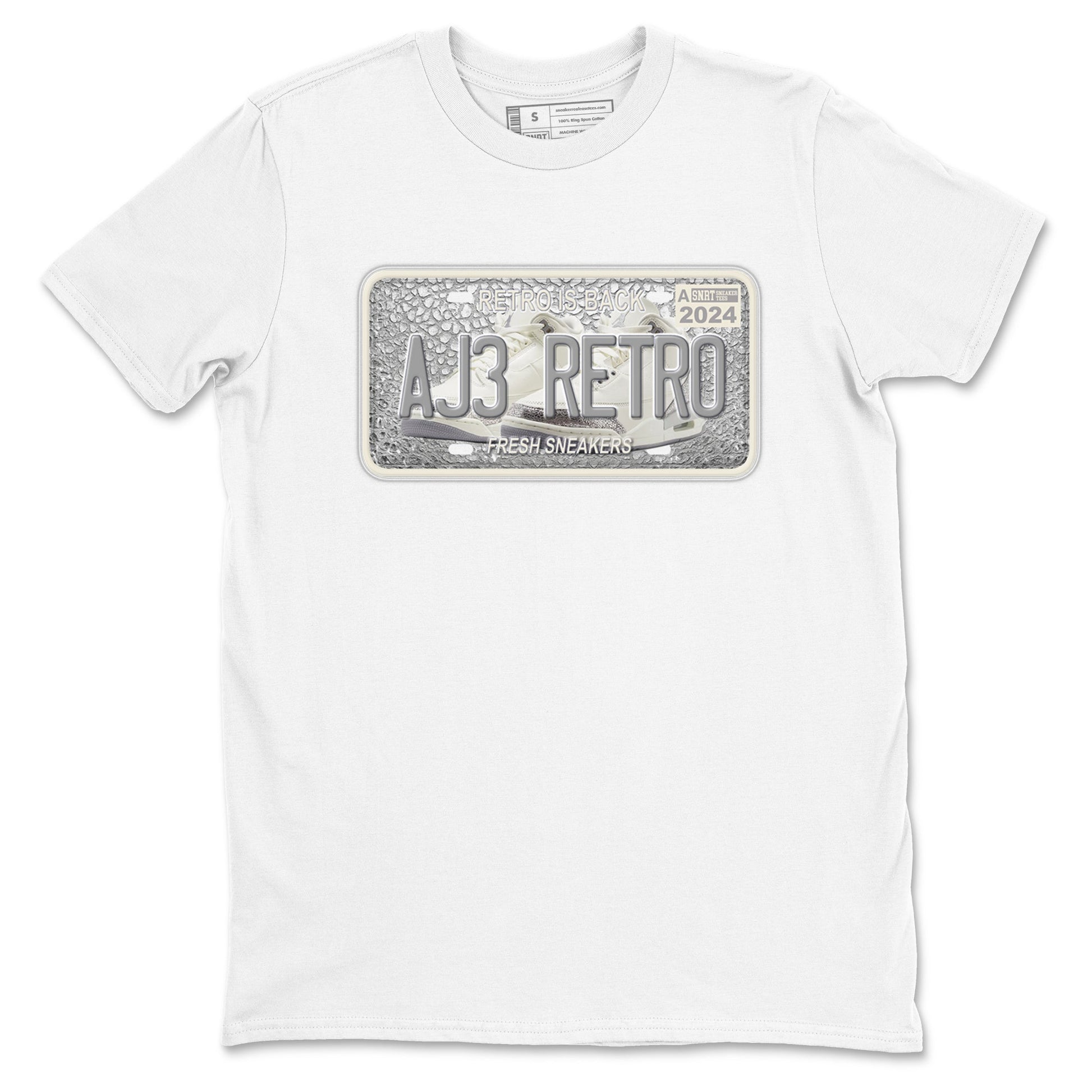 3s Sail and Cement Grey shirts to match jordans Sneaker Plate sneaker match tees Air Jordan 3 Retro Sail and Cement Grey match shoes to clothes SNRT Sneaker Tees unisex cotton White 2 shirts