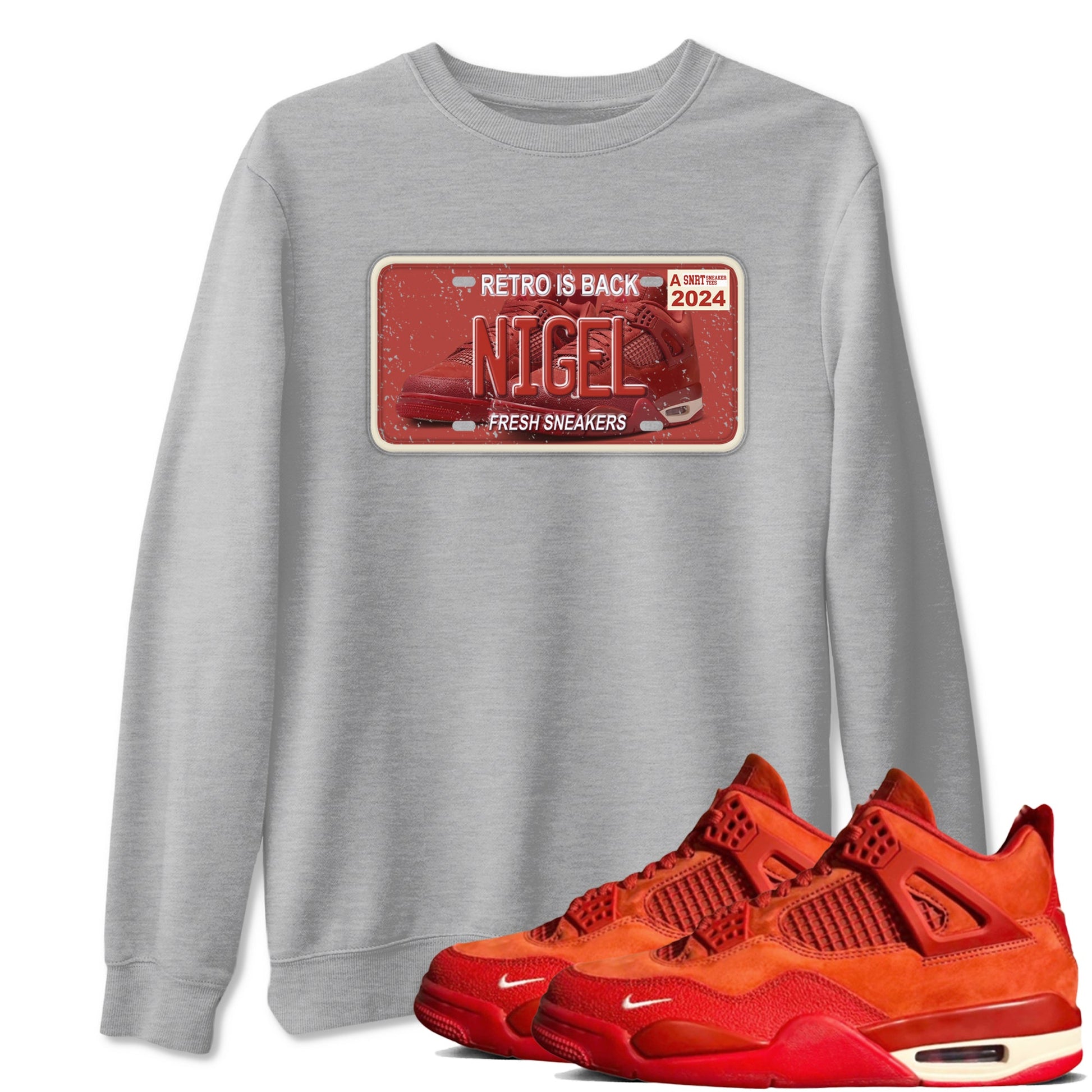4s Brick By Brick shirts to match jordans Sneaker Plate sneaker match tees Air Jordan 4 Nigel match shoes to clothes SNRT Sneaker Tees unisex cotton Heather Grey 1 shirts