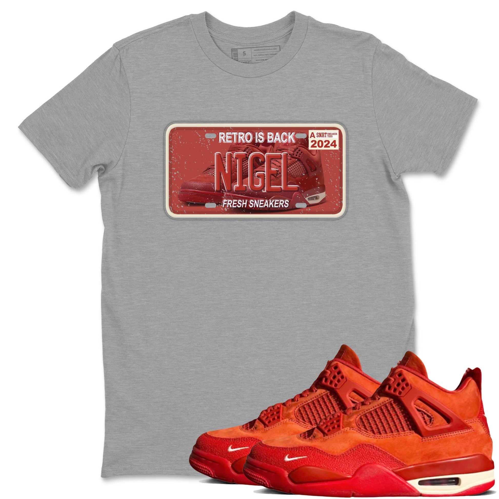 4s Brick By Brick shirts to match jordans Sneaker Plate sneaker match tees Air Jordan 4 Nigel match shoes to clothes SNRT Sneaker Tees unisex cotton Heather Grey 1 shirts