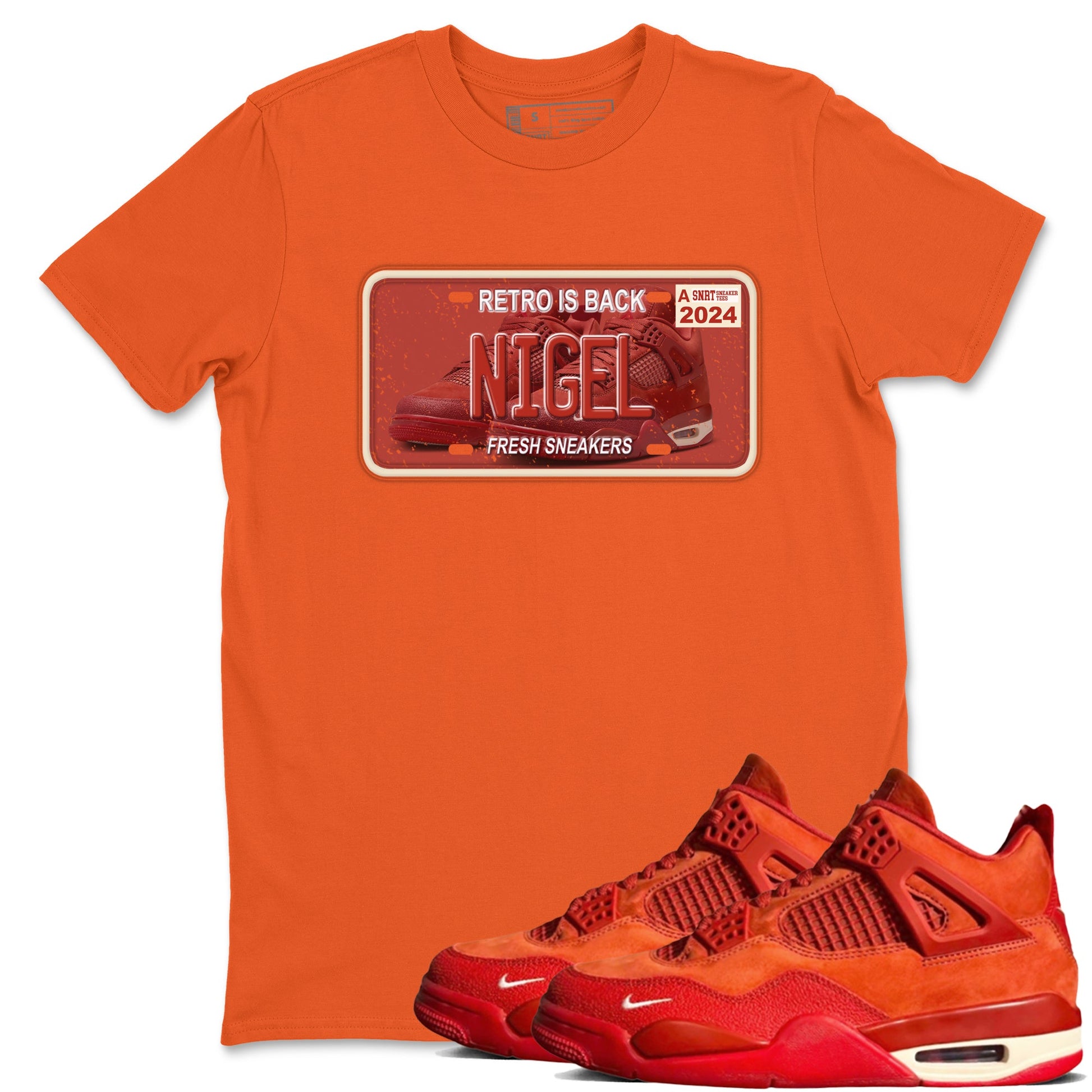 4s Brick By Brick shirts to match jordans Sneaker Plate sneaker match tees Air Jordan 4 Nigel match shoes to clothes SNRT Sneaker Tees unisex cotton Orange 1 shirts