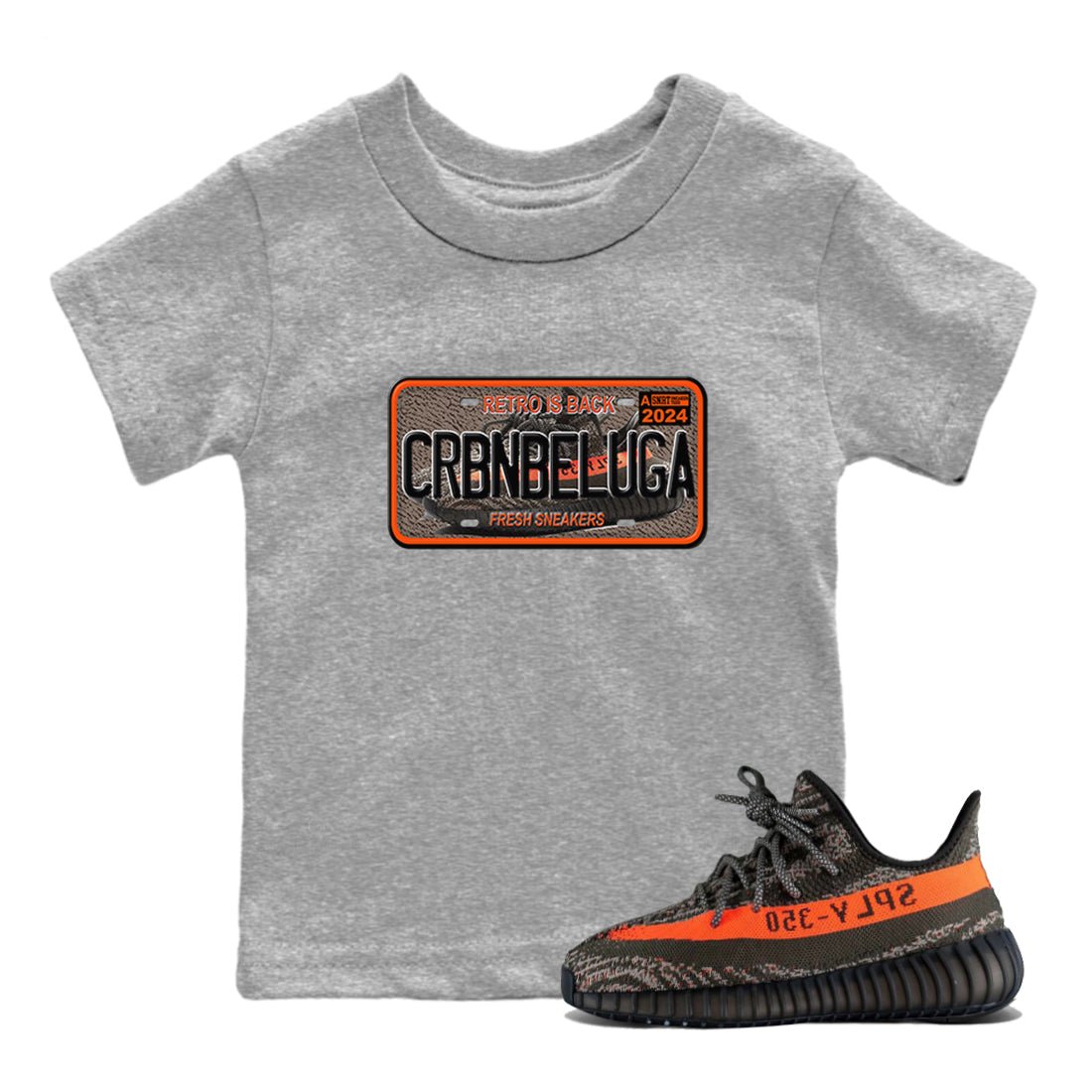 Yeezy 350 Carbon Beluga shirts to match jordans Sneaker Plate sneaker match tees Yeezy 350 Carbon Beluga match shoes to clothes SNRT Sneaker Tees Youth Baby Heather Grey 1 tee