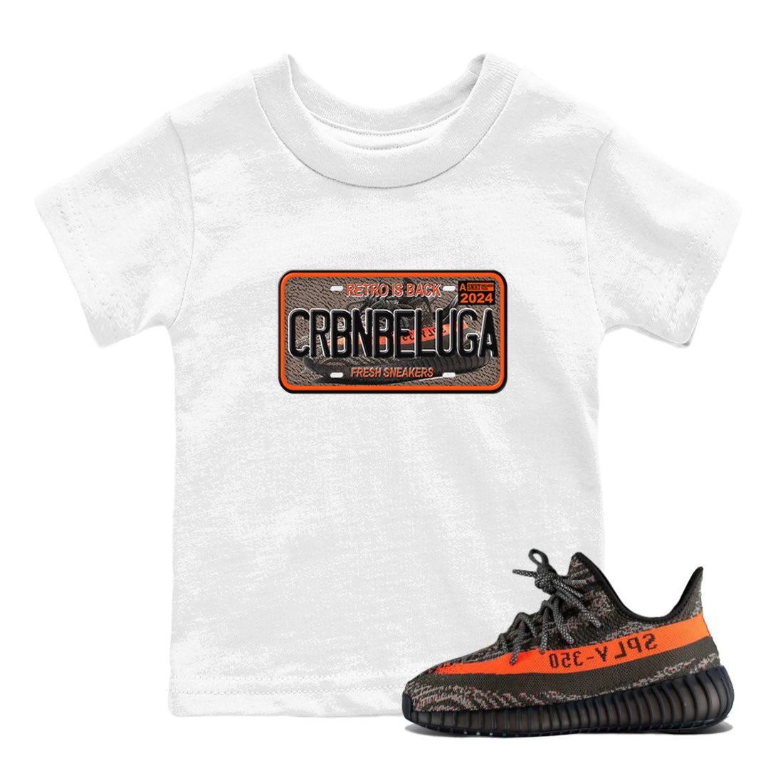 Yeezy 350 Carbon Beluga shirts to match jordans Sneaker Plate sneaker match tees Yeezy 350 Carbon Beluga match shoes to clothes SNRT Sneaker Tees Youth Baby White 1 tee