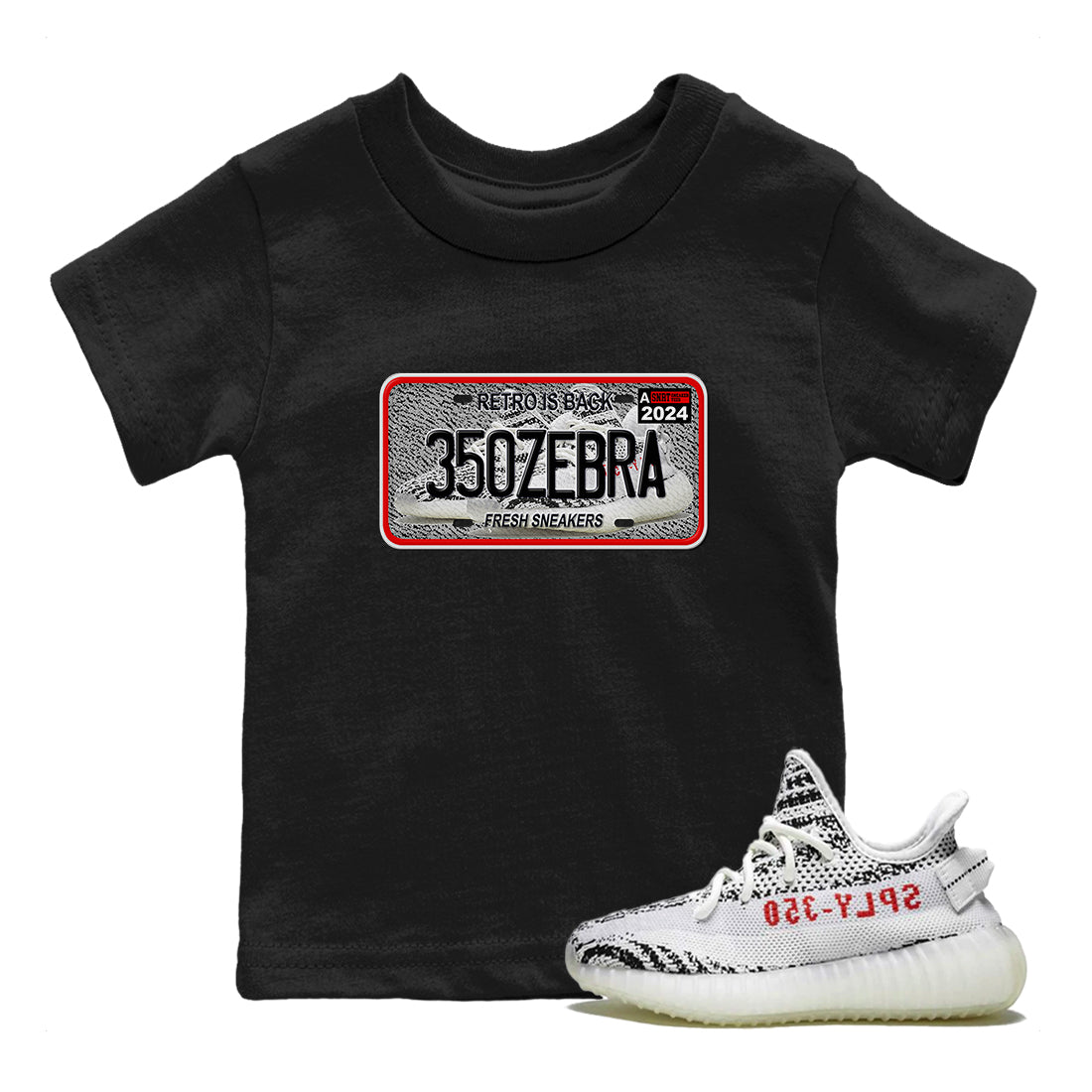 Yeezy 350 Zebra shirts to match jordans Sneaker Plate sneaker match tees Yeezy 350 Zebra match shoes to clothes SNRT Sneaker Tees Youth Baby Black 1 tee
