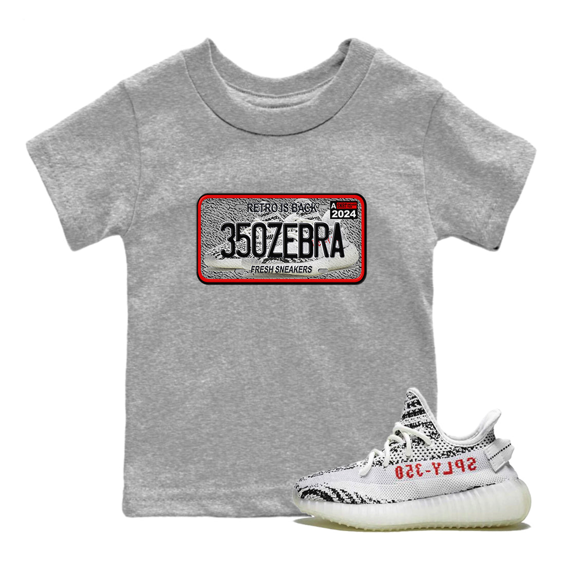 Yeezy 350 Zebra shirts to match jordans Sneaker Plate sneaker match tees Yeezy 350 Zebra match shoes to clothes SNRT Sneaker Tees Youth Baby Heather Grey 1 tee