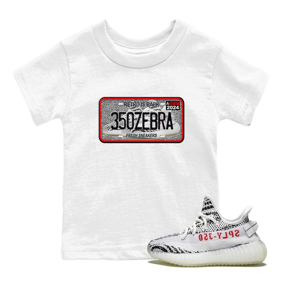 Yeezy 350 Zebra shirts to match jordans Sneaker Plate sneaker match tees Yeezy 350 Zebra match shoes to clothes SNRT Sneaker Tees Youth Baby White 1 tee