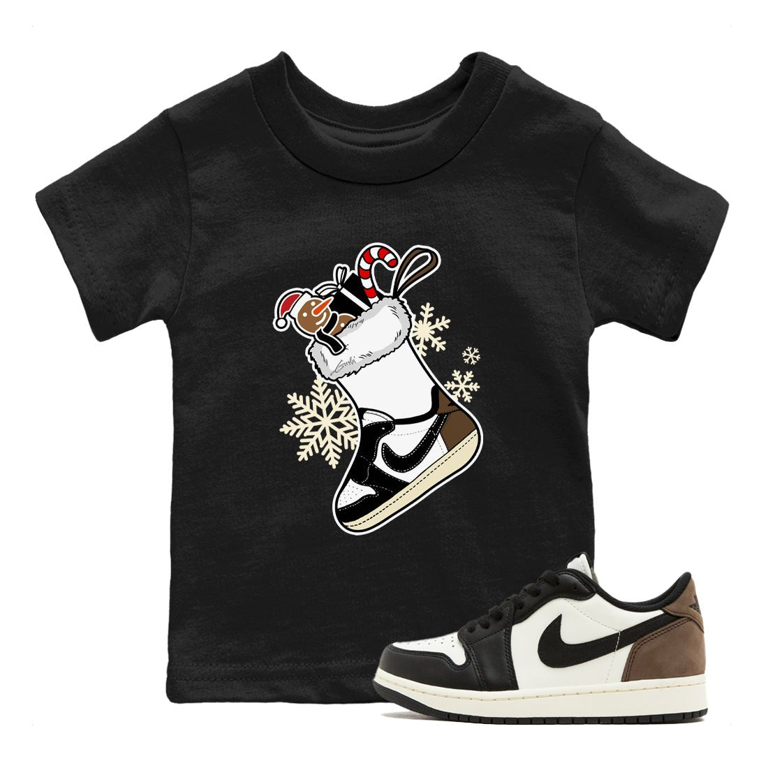 1s Mocha shirts to match jordans Christmas Sneaker Stocking t shirts to match sneakers Air Jordan 1 Low OG Mocha match shoes to clothes SNRT Sneaker Tees Youth Baby Black 1 tee