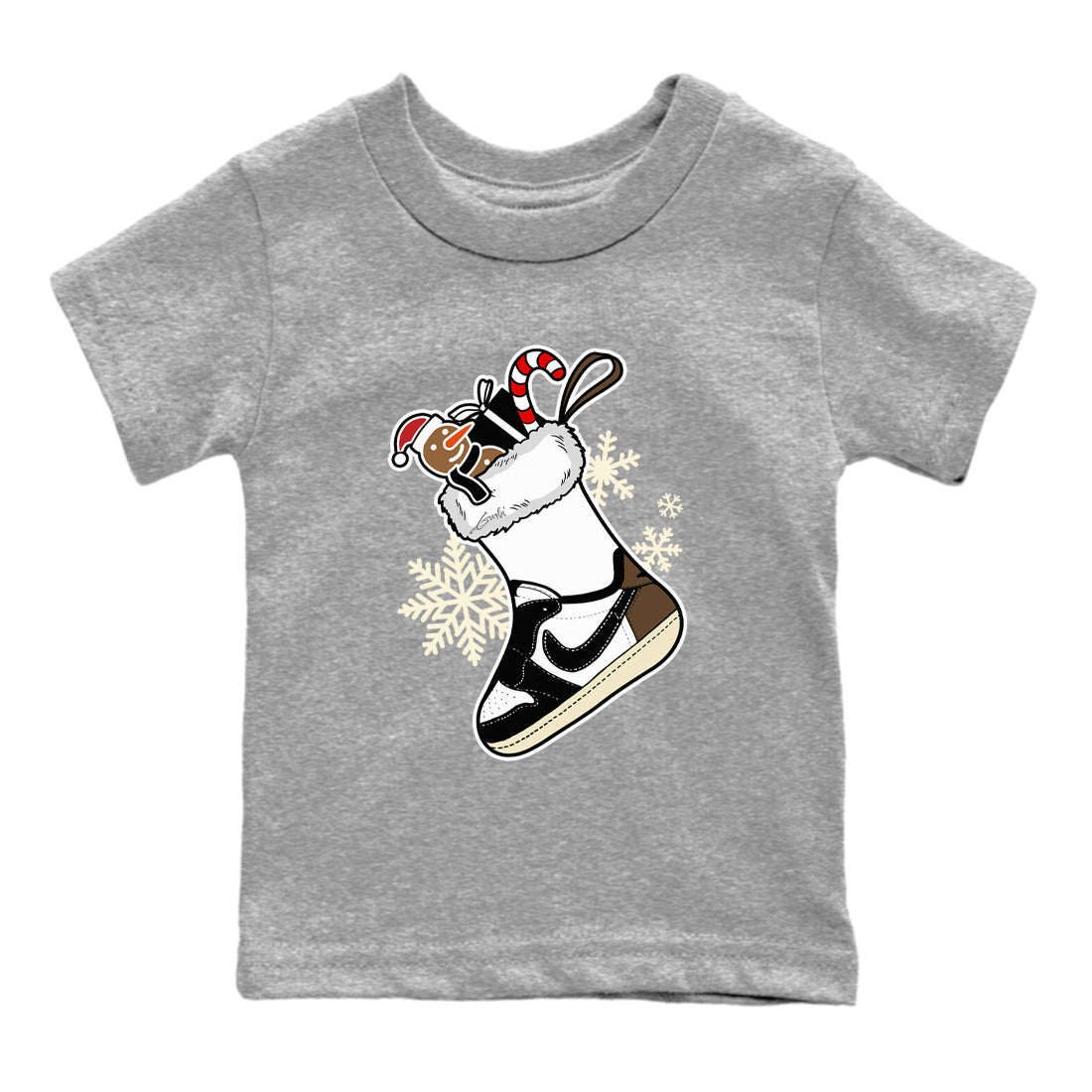 1s Mocha shirts to match jordans Christmas Sneaker Stocking t shirts to match sneakers Air Jordan 1 Low OG Mocha match shoes to clothes SNRT Sneaker Tees Youth Baby Heather Grey 2 tee