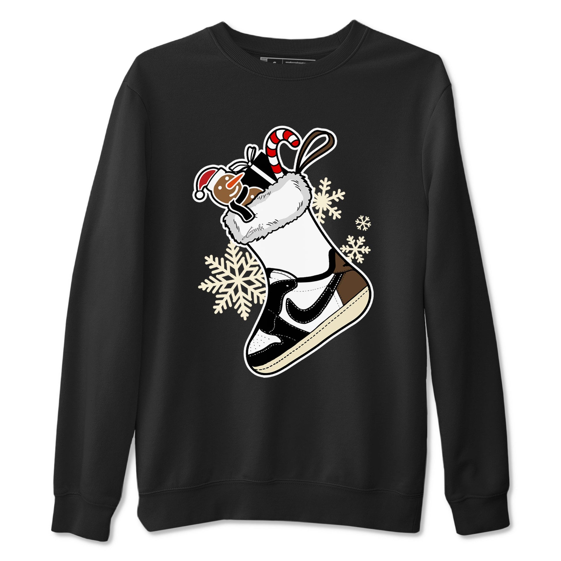 1s Mocha shirts to match jordans Christmas Sneaker Stocking t shirts to match sneakers Air Jordan 1 Low OG Mocha match shoes to clothes SNRT Sneaker Tees unisex cotton Black 2 shirts