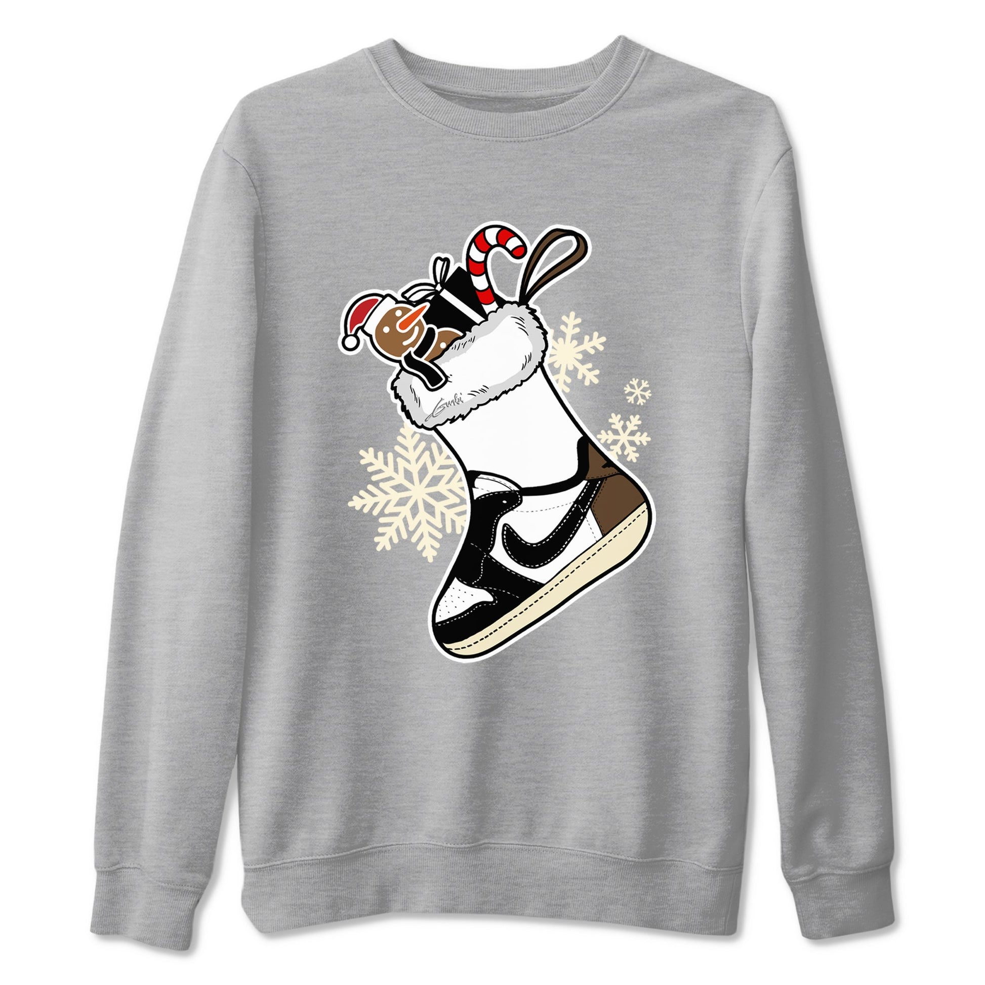 1s Mocha shirts to match jordans Christmas Sneaker Stocking t shirts to match sneakers Air Jordan 1 Low OG Mocha match shoes to clothes SNRT Sneaker Tees unisex cotton Heather Grey 2 shirts