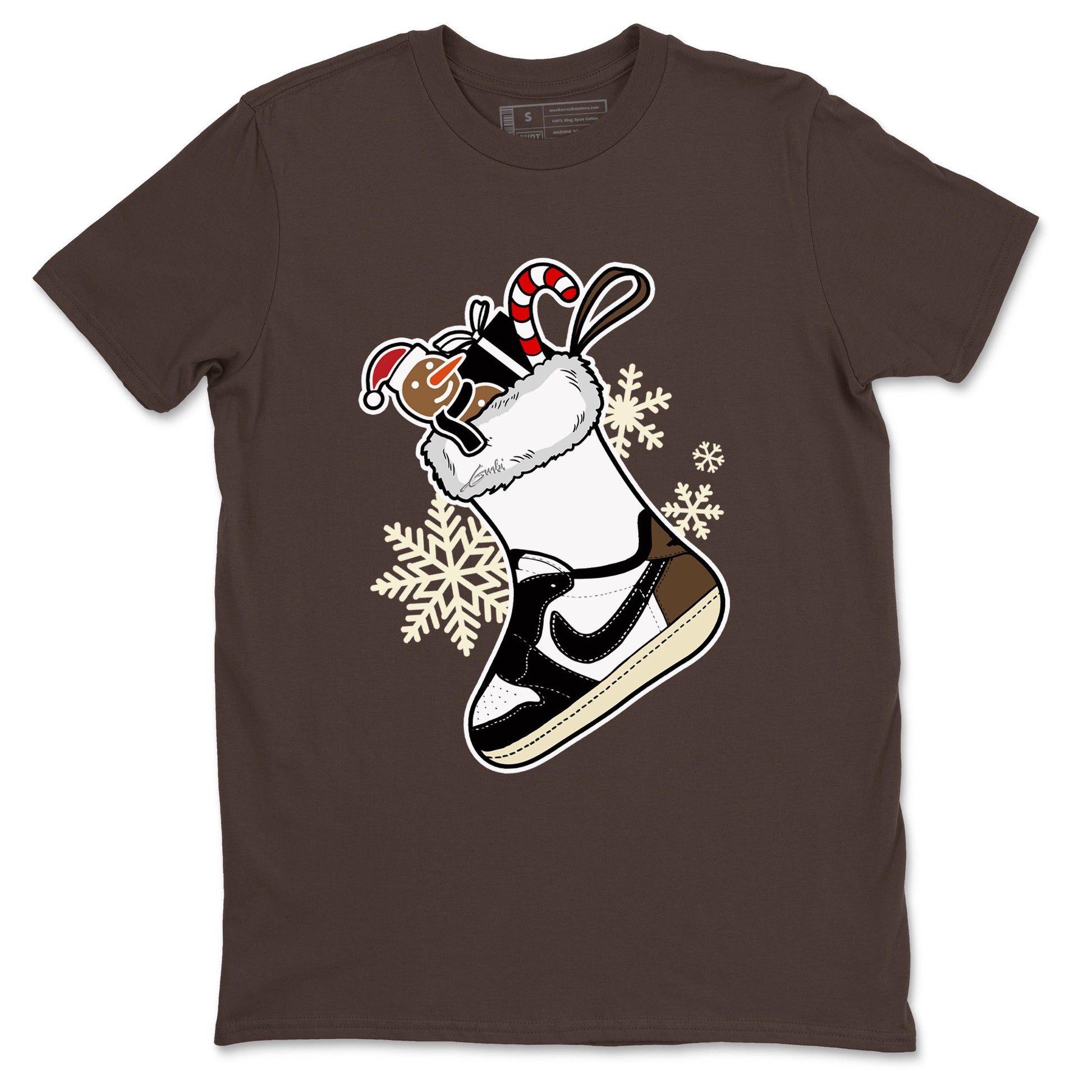 1s Mocha shirts to match jordans Christmas Sneaker Stocking t shirts to match sneakers Air Jordan 1 Low OG Mocha match shoes to clothes SNRT Sneaker Tees unisex cotton Dark Chocolate 2 shirts