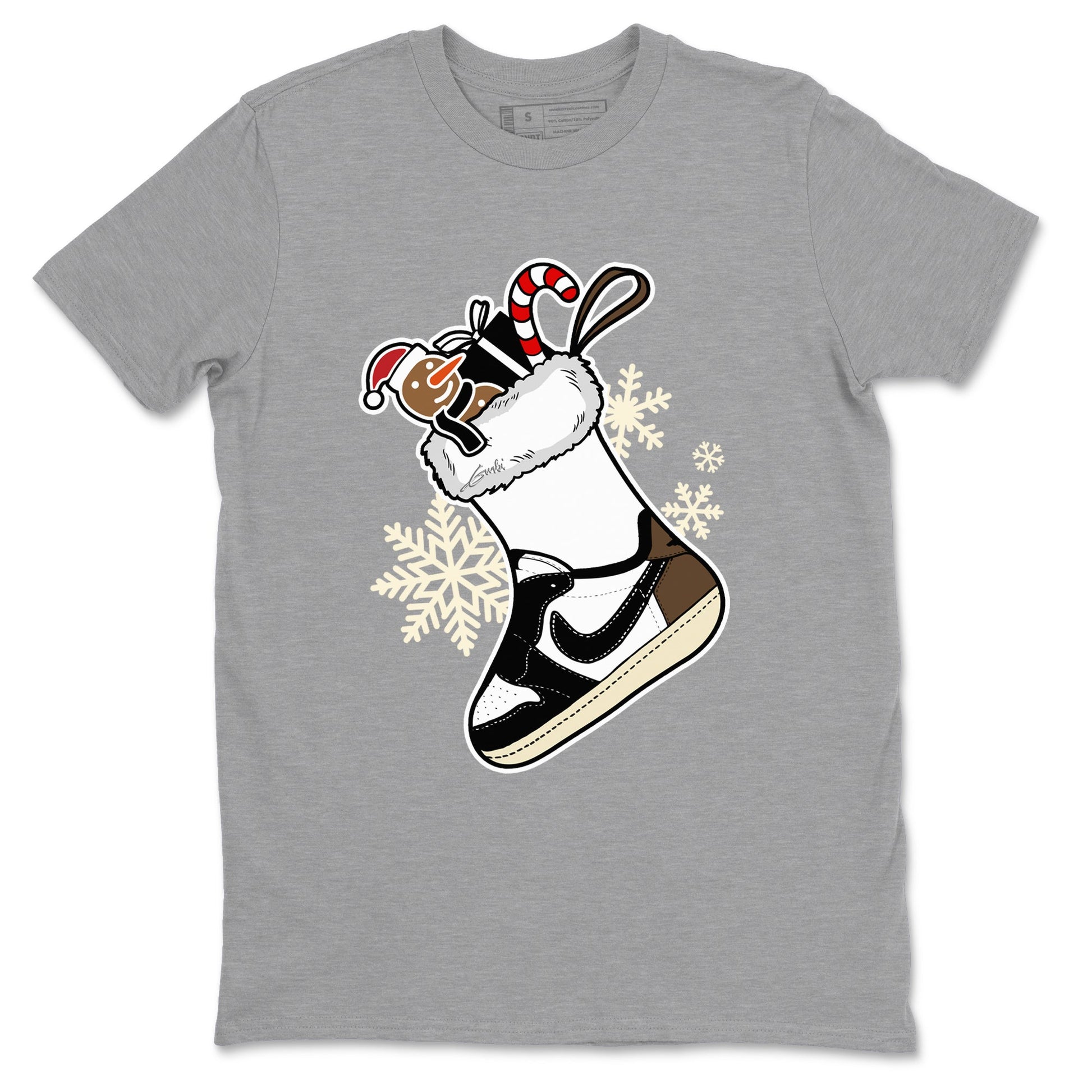 1s Mocha shirts to match jordans Christmas Sneaker Stocking t shirts to match sneakers Air Jordan 1 Low OG Mocha match shoes to clothes SNRT Sneaker Tees unisex cotton Heather Grey 2 shirts