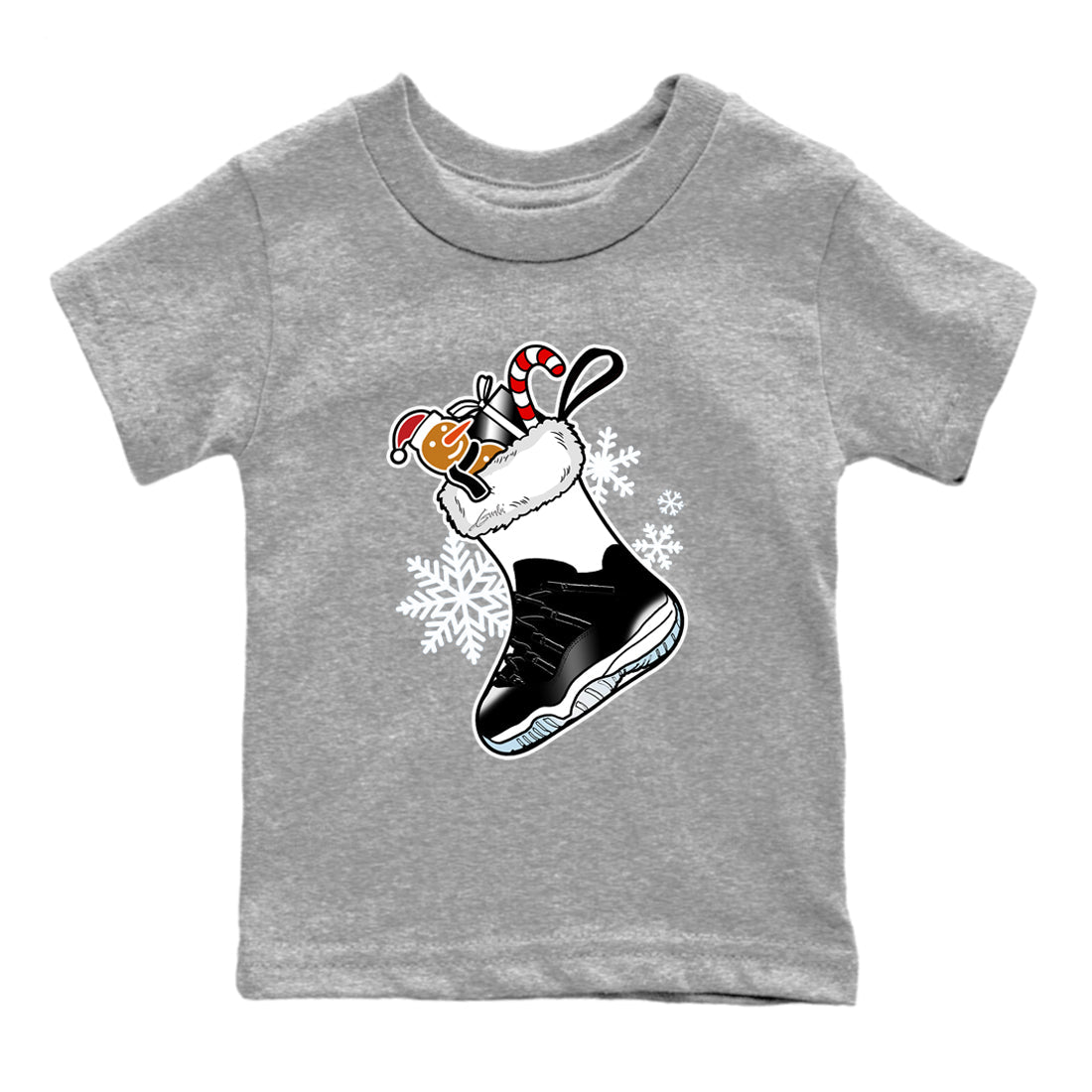 11s Space Jam shirts to match jordans Christmas Sneaker Stocking t shirts to match sneakers Air Jordan 11 Low Black And Varsity Royal match shoes to clothes SNRT Sneaker Tees Youth Baby Heather Grey 2 tee