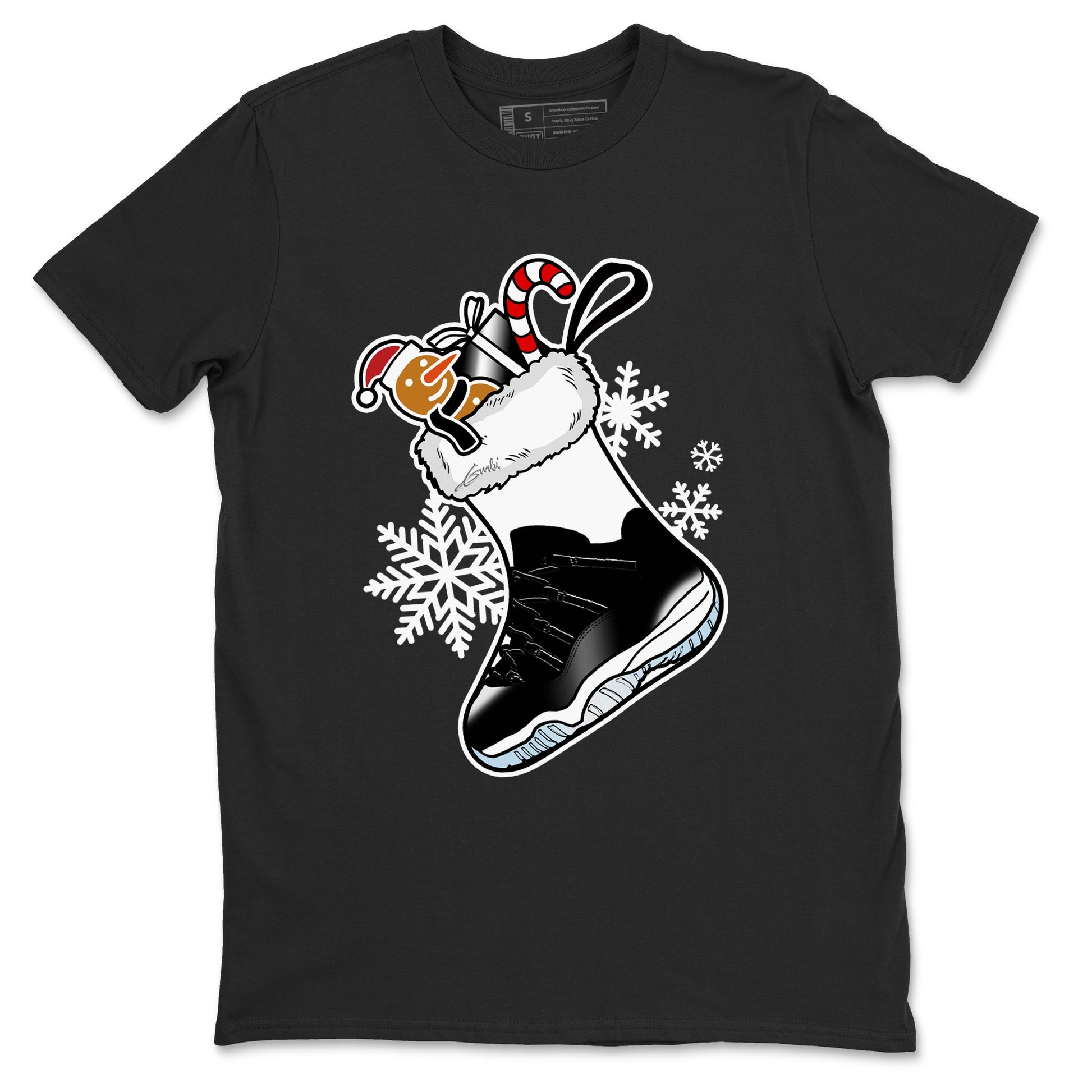 11s Space Jam shirts to match jordans Christmas Sneaker Stocking t shirts to match sneakers Air Jordan 11 Low Black And Varsity Royal match shoes to clothes SNRT Sneaker Tees unisex cotton Black 2 shirts