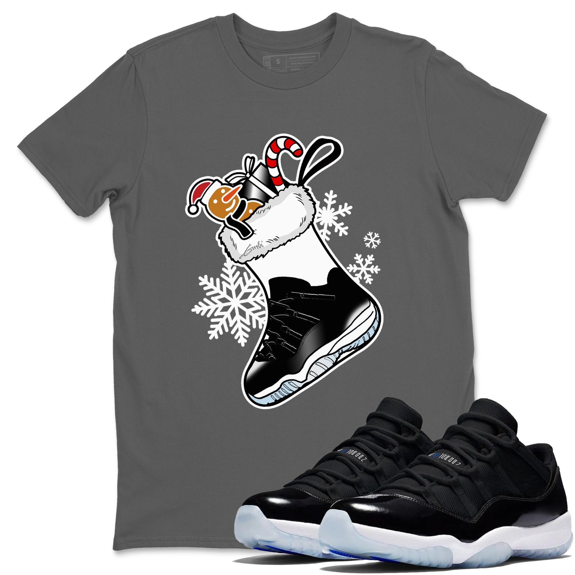 11s Space Jam shirts to match jordans Christmas Sneaker Stocking t shirts to match sneakers Air Jordan 11 Low Black And Varsity Royal match shoes to clothes SNRT Sneaker Tees unisex cotton Cool Grey 1 shirts