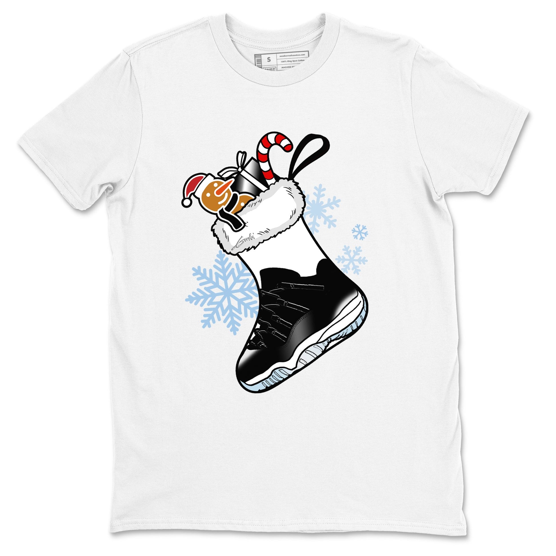 11s Space Jam shirts to match jordans Christmas Sneaker Stocking t shirts to match sneakers Air Jordan 11 Low Black And Varsity Royal match shoes to clothes SNRT Sneaker Tees unisex cotton White 2 shirts